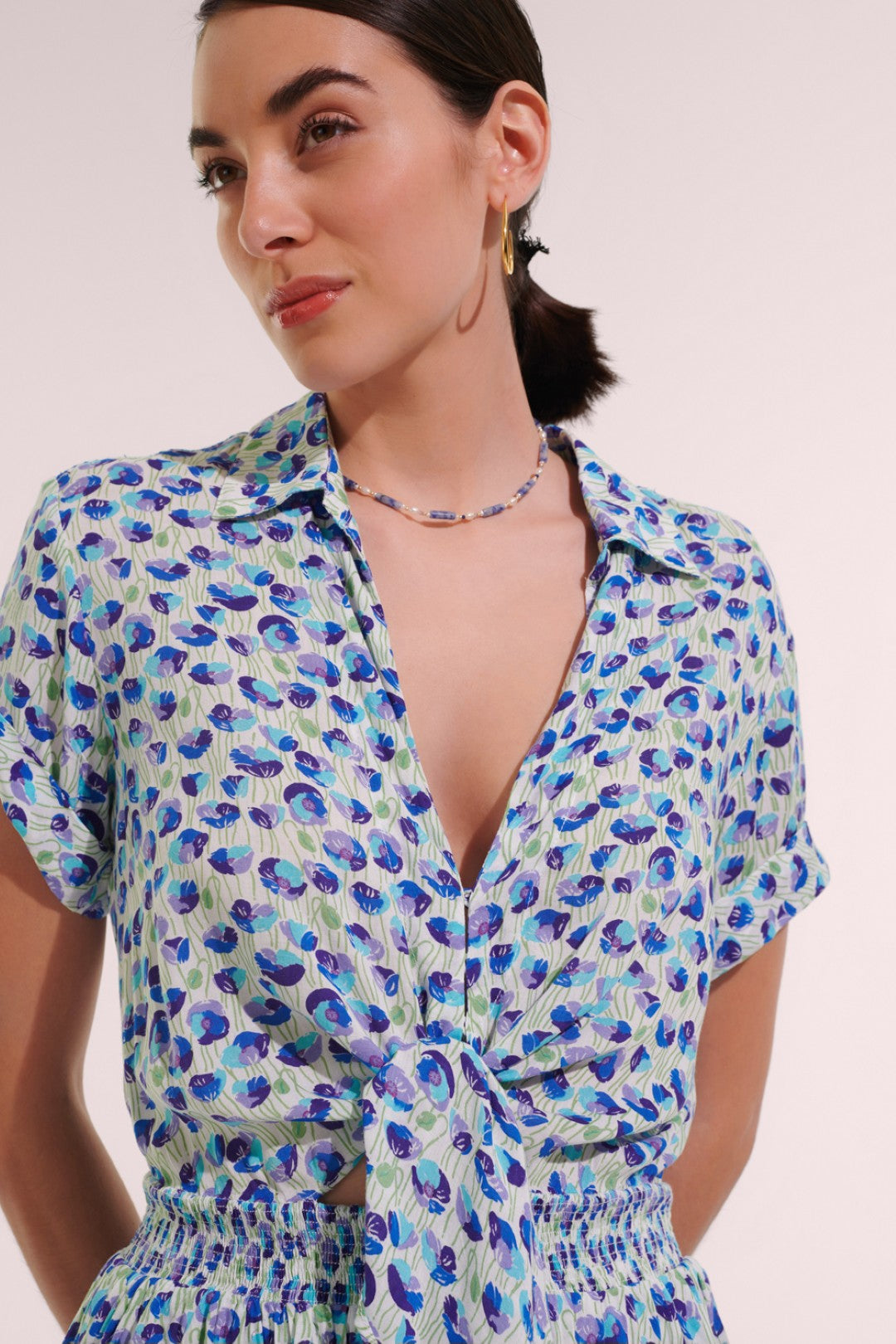 MINI DRESS BRENDA V - WHITE BLUE ALAMY