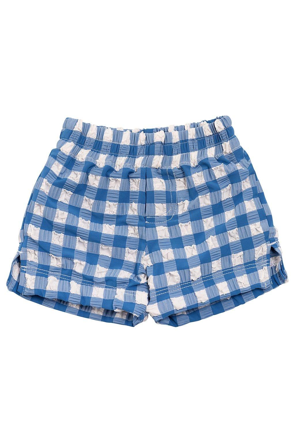 Blue Gingham Mini Swim Trunk