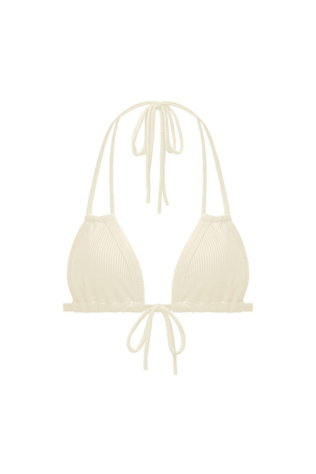 Cream Rib Euro Bow Bikini Top