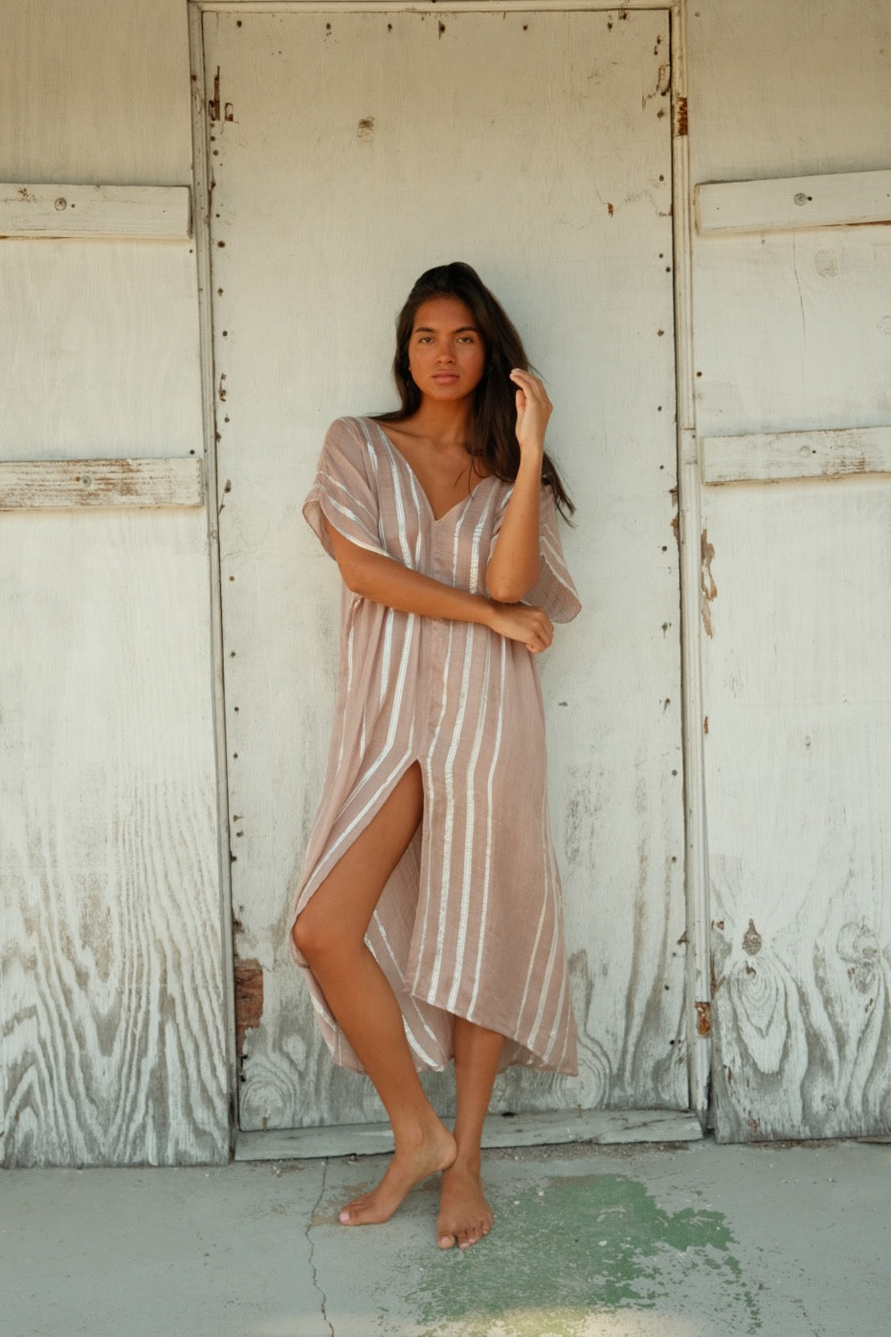 Metallic Striped Kaftan