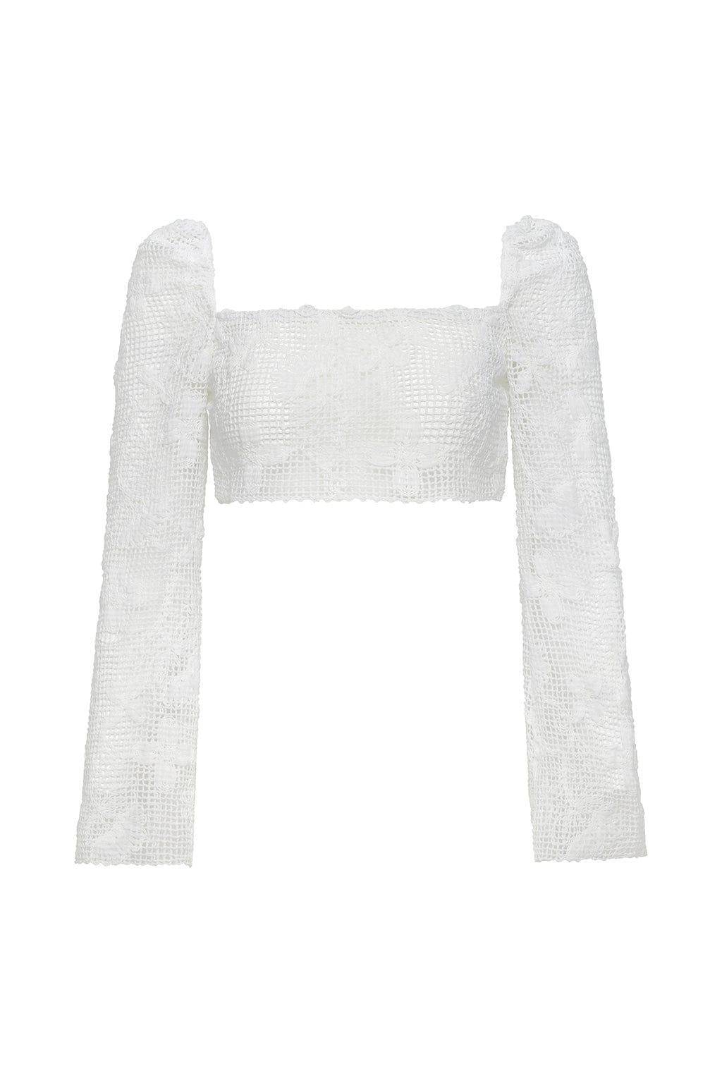 Margarita Floral Lace Long Sleeve Crop Top