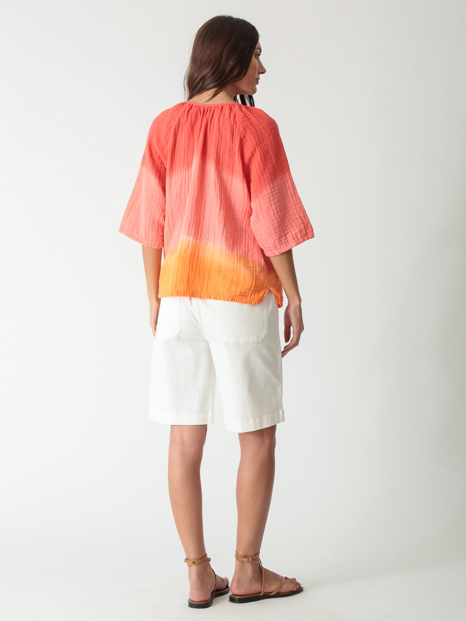Mindy Gauze Top - Ombré Tomato