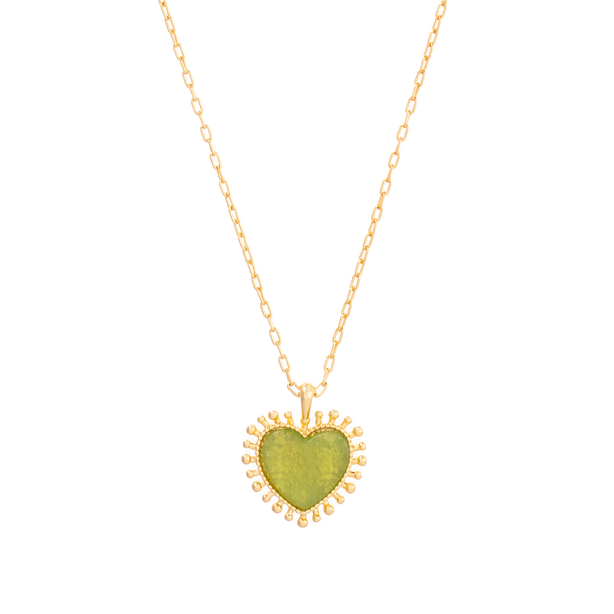 Mini Heart Pendant Necklace - Green