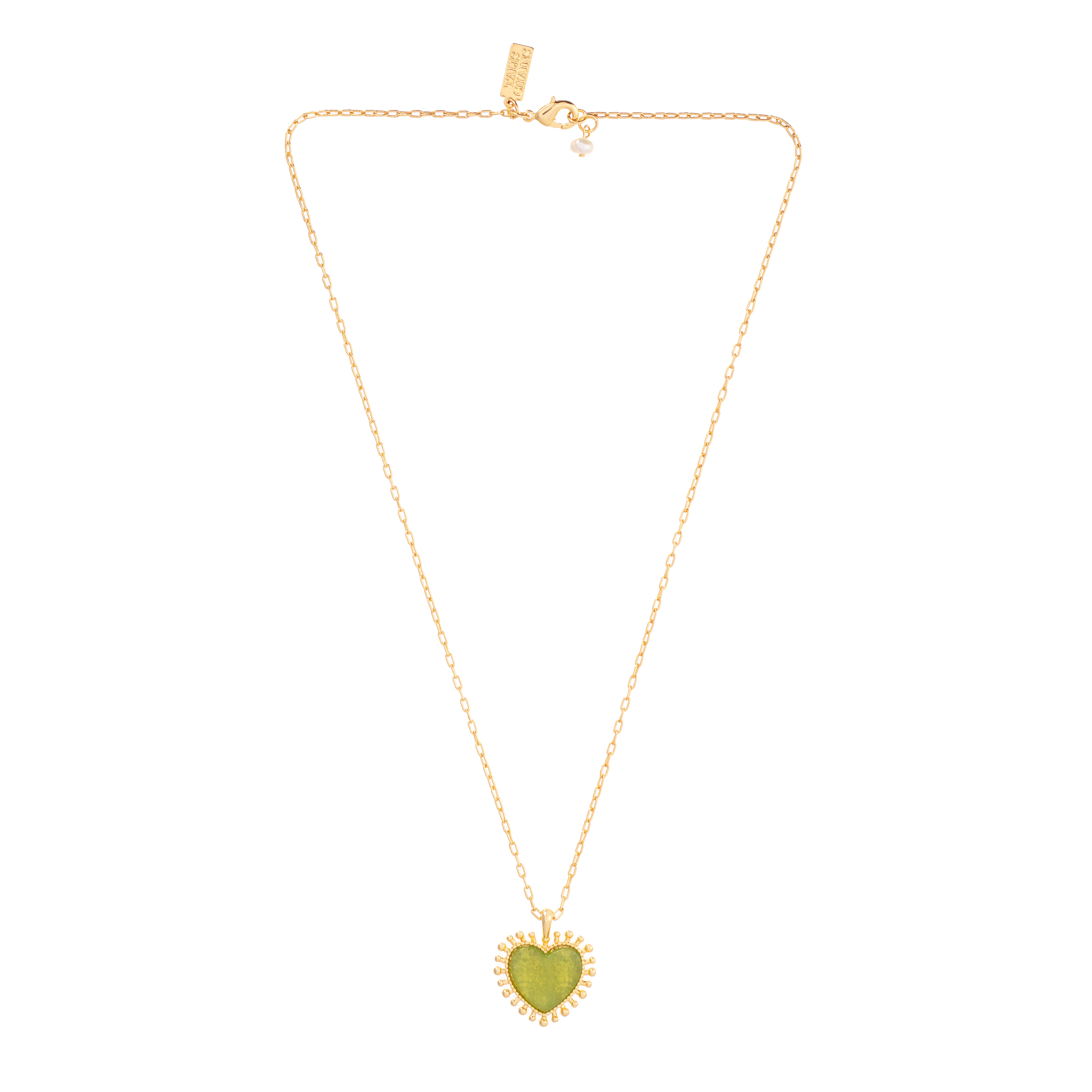 Mini Heart Pendant Necklace - Green