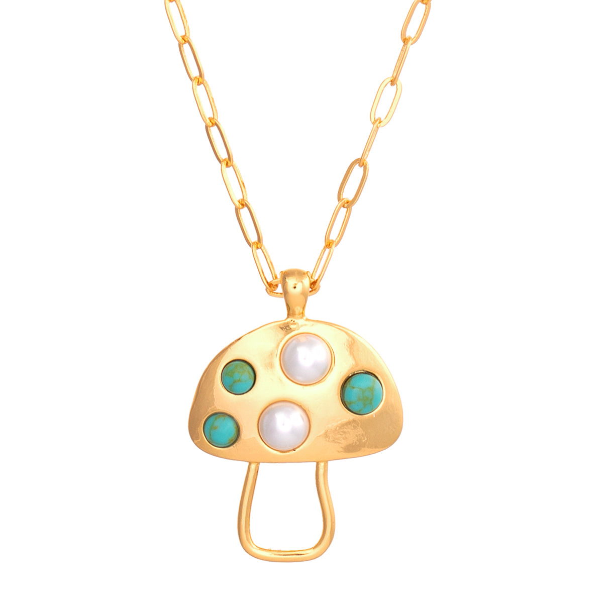 Mushroom Pendant Necklace- Turquoise