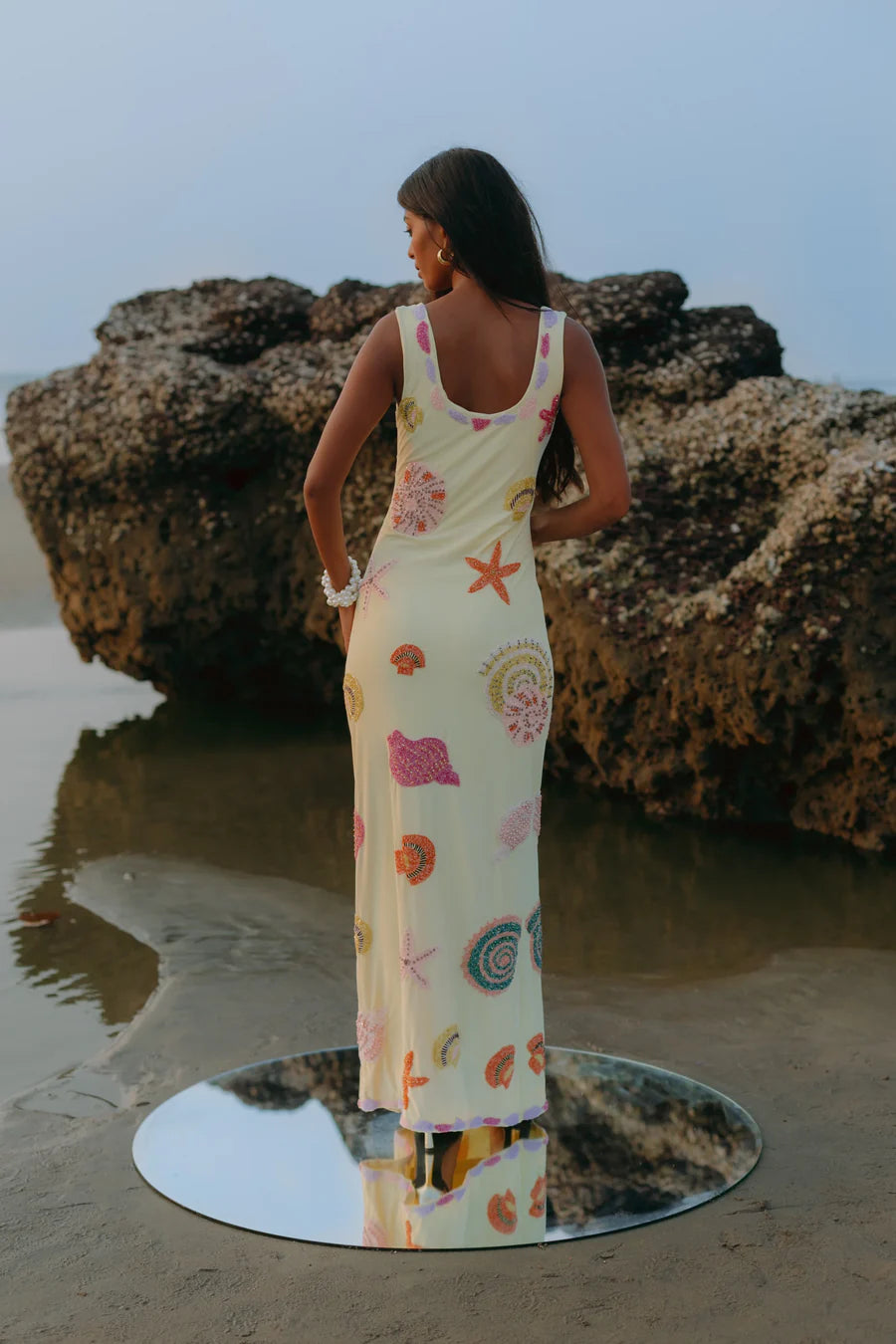 New York Bold Strapped Maxi Dress Yellow
