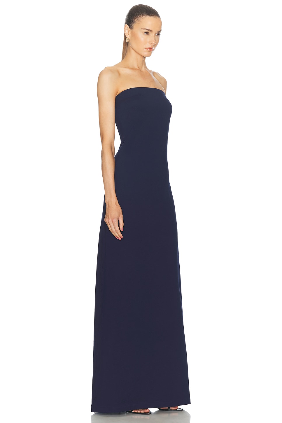Strapless Tailored Terry Side Slit Gown - Norma Kamali