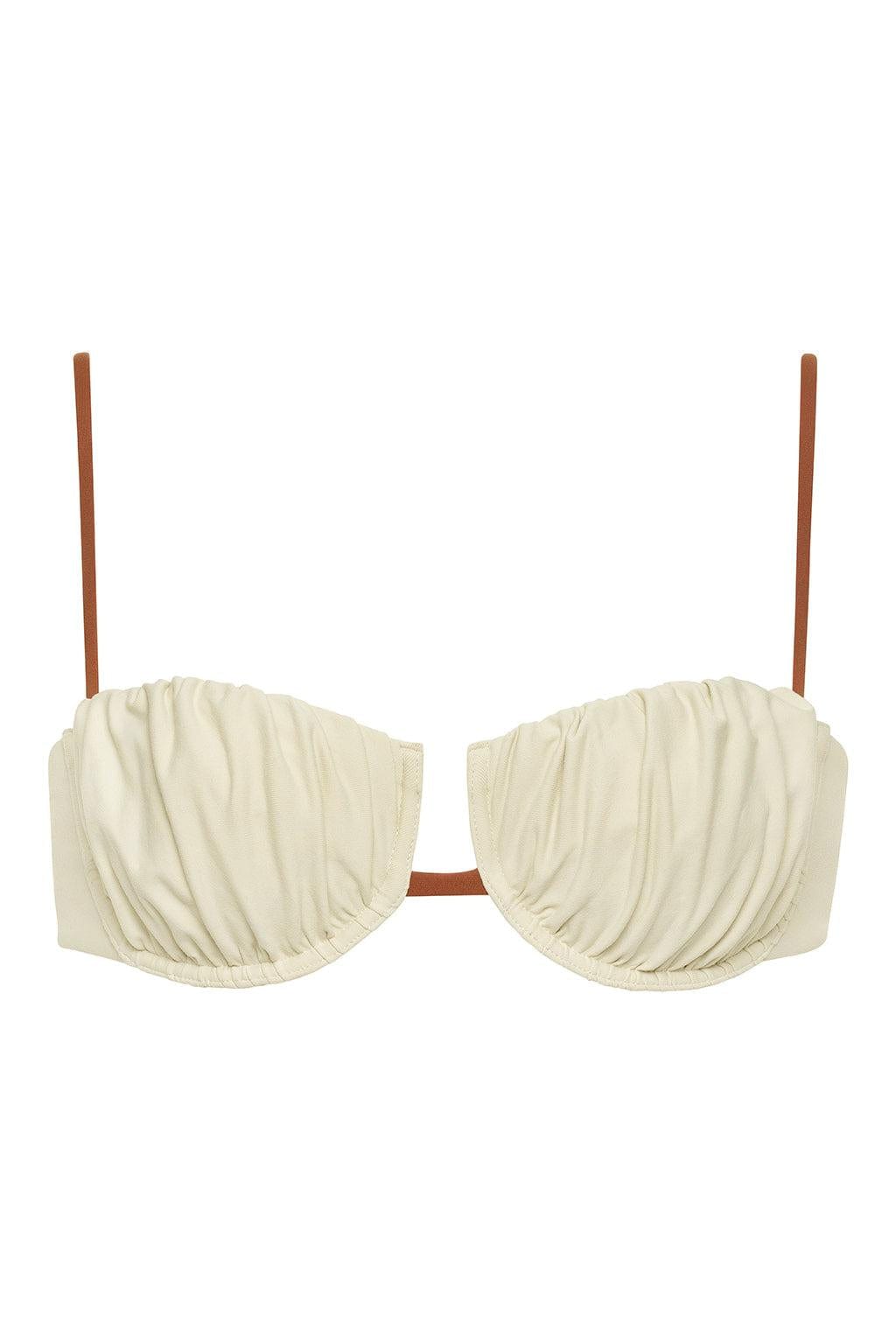 Oat Terracotta Binded Petal Bikini Top