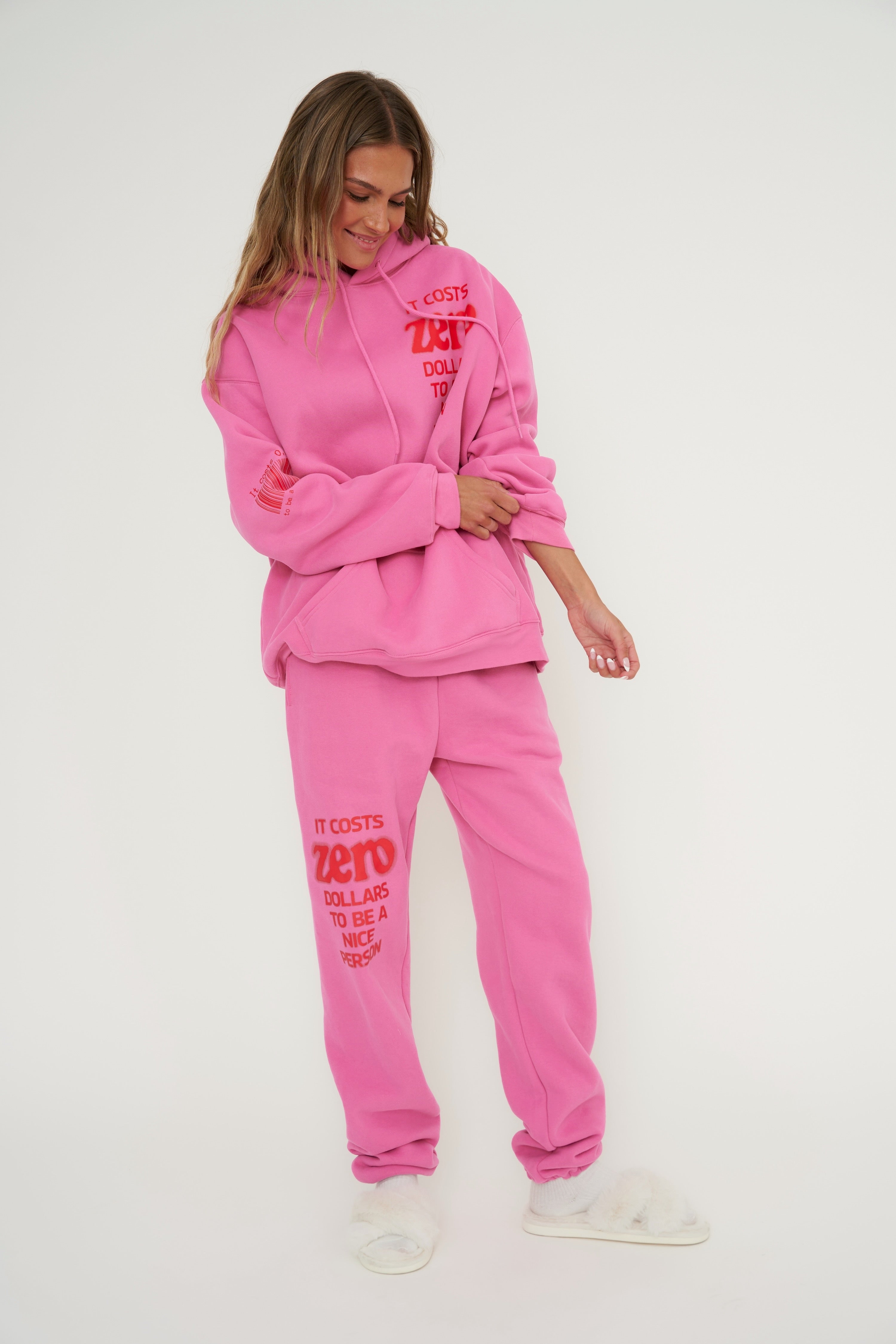 It Costs $0.00 To Be A Nice Person Pink Hoodie