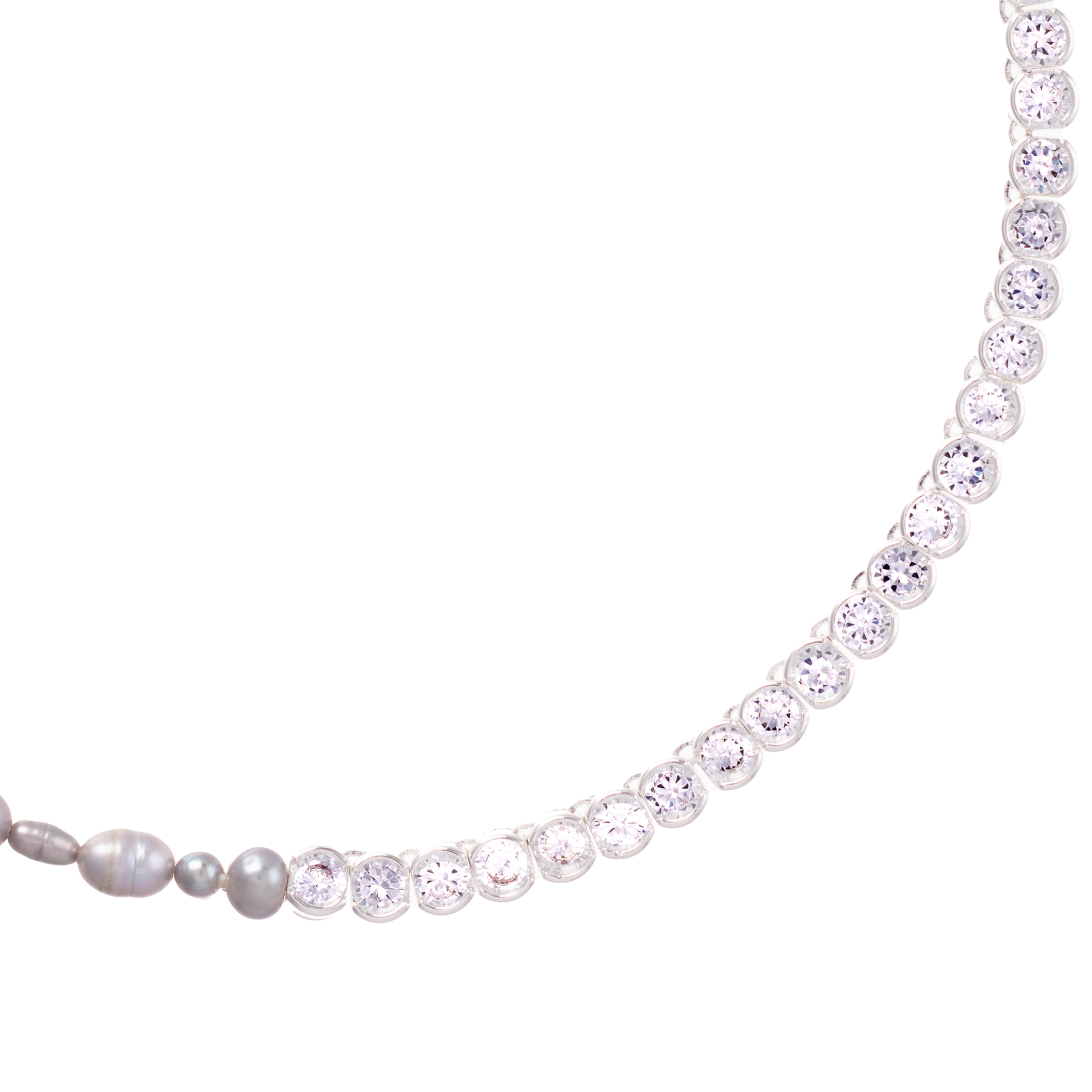 Pearl Necklace DUO- Cubic Zirconia Silver