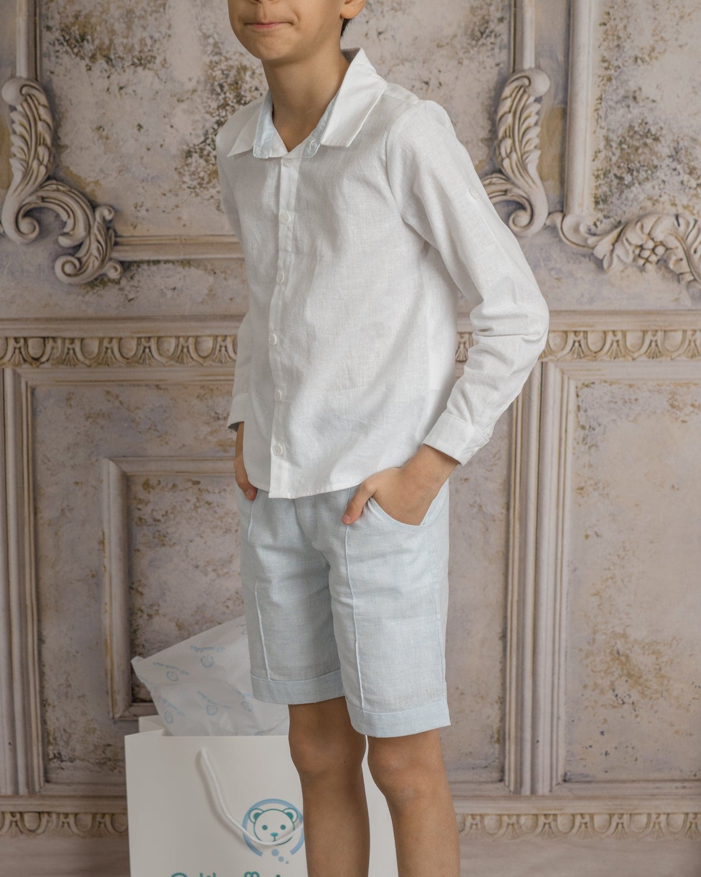 Charlotte Baby Blue Boys' Button Down Shirt - Petite Maison Kids