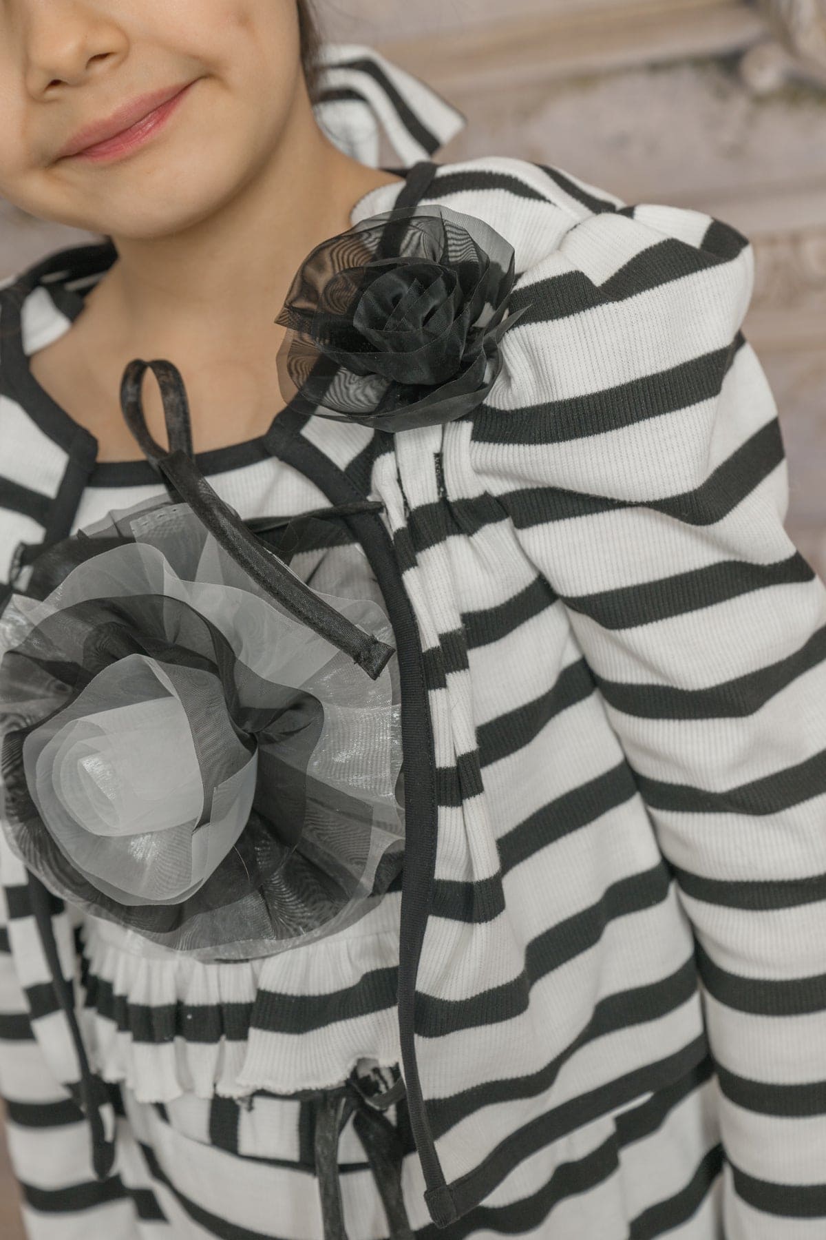 Monaco Black and White Striped Cardigan - Petite Maison Kids