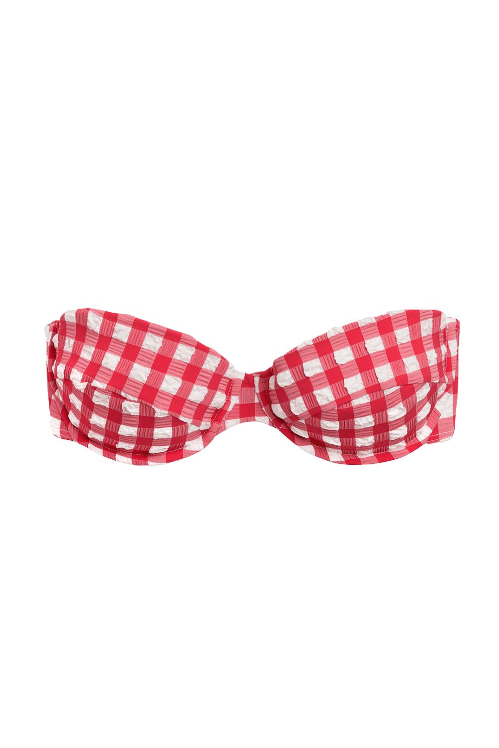 Red Gingham Bustier Bikini Top
