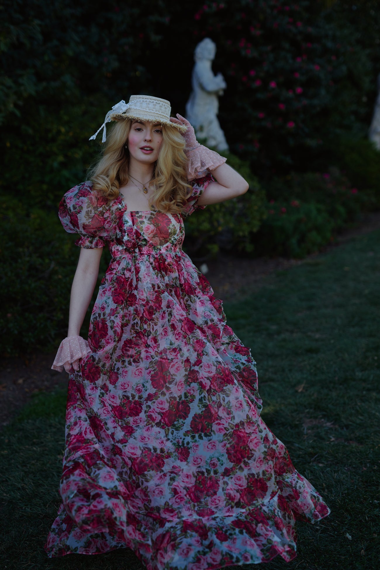 Roses Are Red Sheer Delight Ruffle Gown