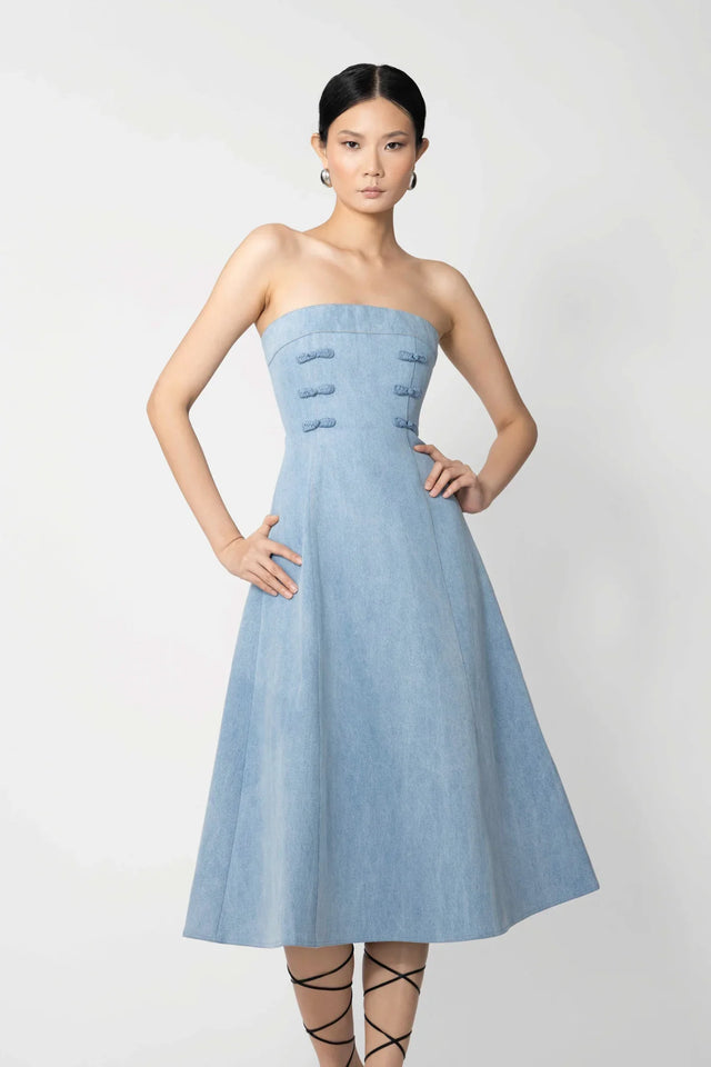 Twyla Denim Midi Dress - Light Denim