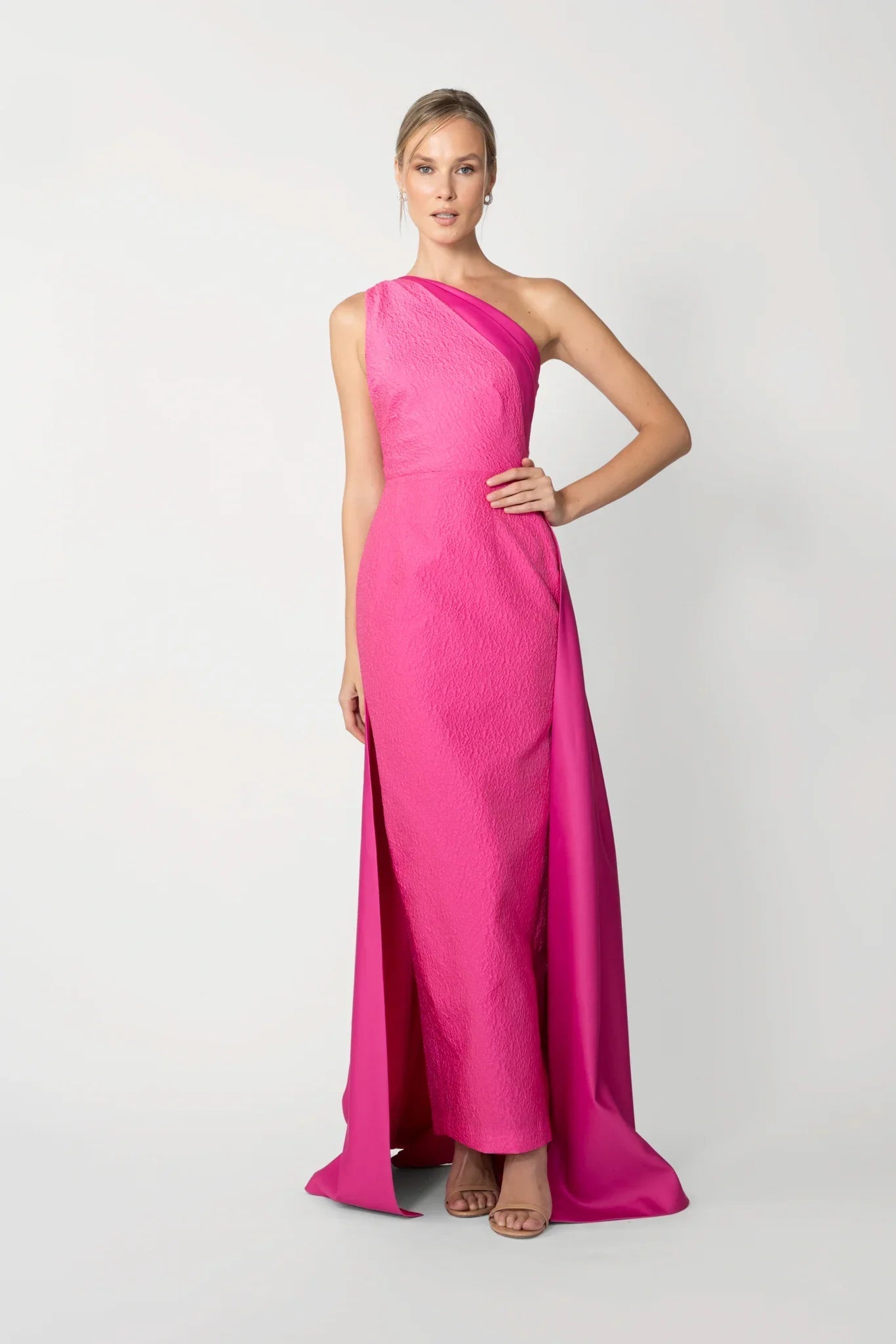 Joslin One-shoulder Gown - Fuchsia