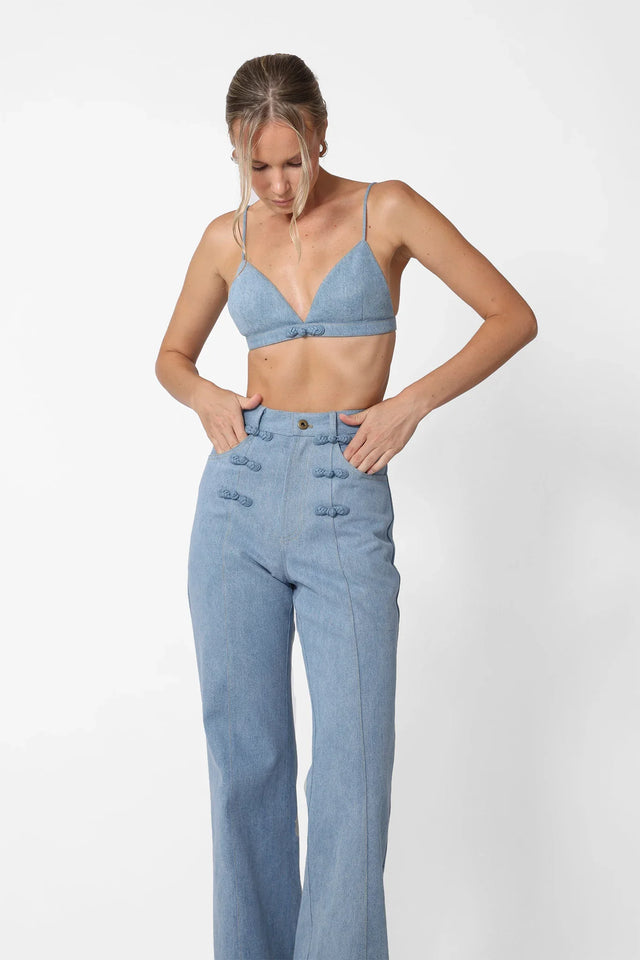 Cleo Denim Bralette - Light Denim