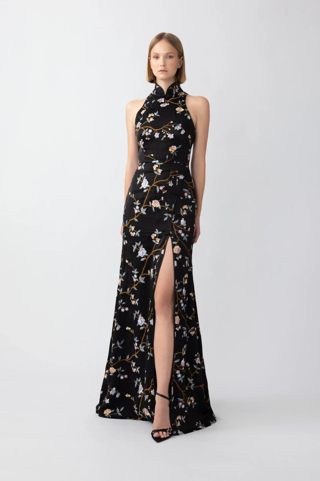 Ariana Embroidered Gown - Black