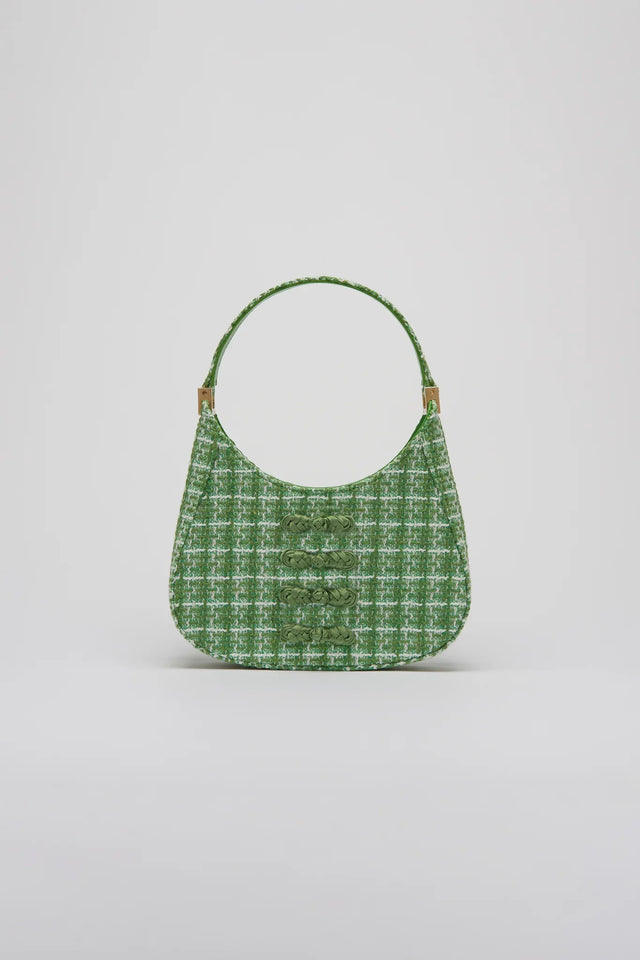 Mini Sau Tweed Mini Bag - Green Plaid