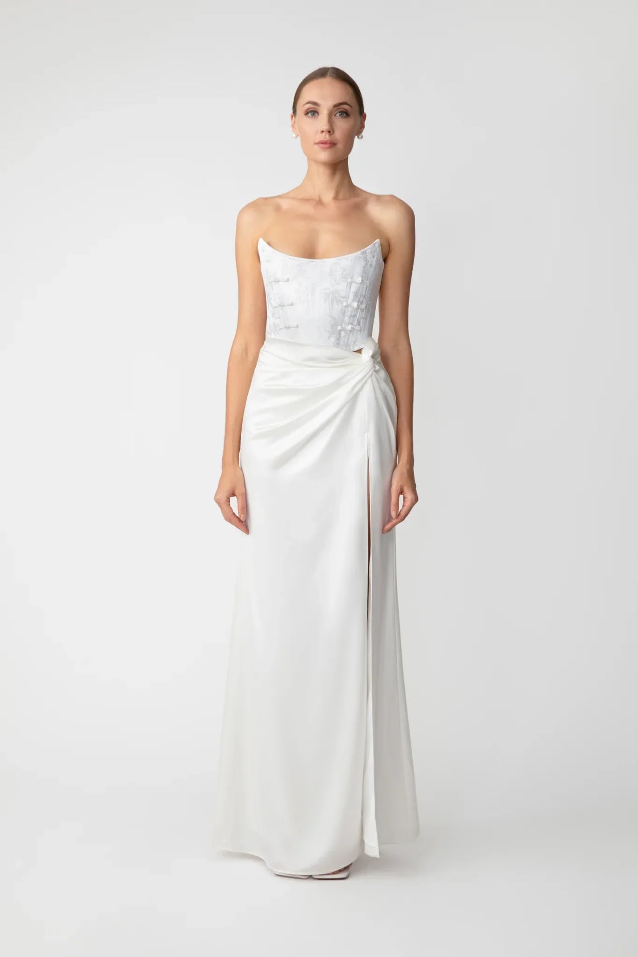 Julia Jacquard Gown - White