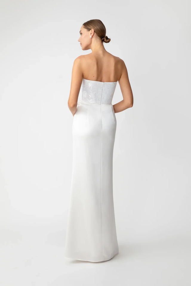 Julia Jacquard Gown - White
