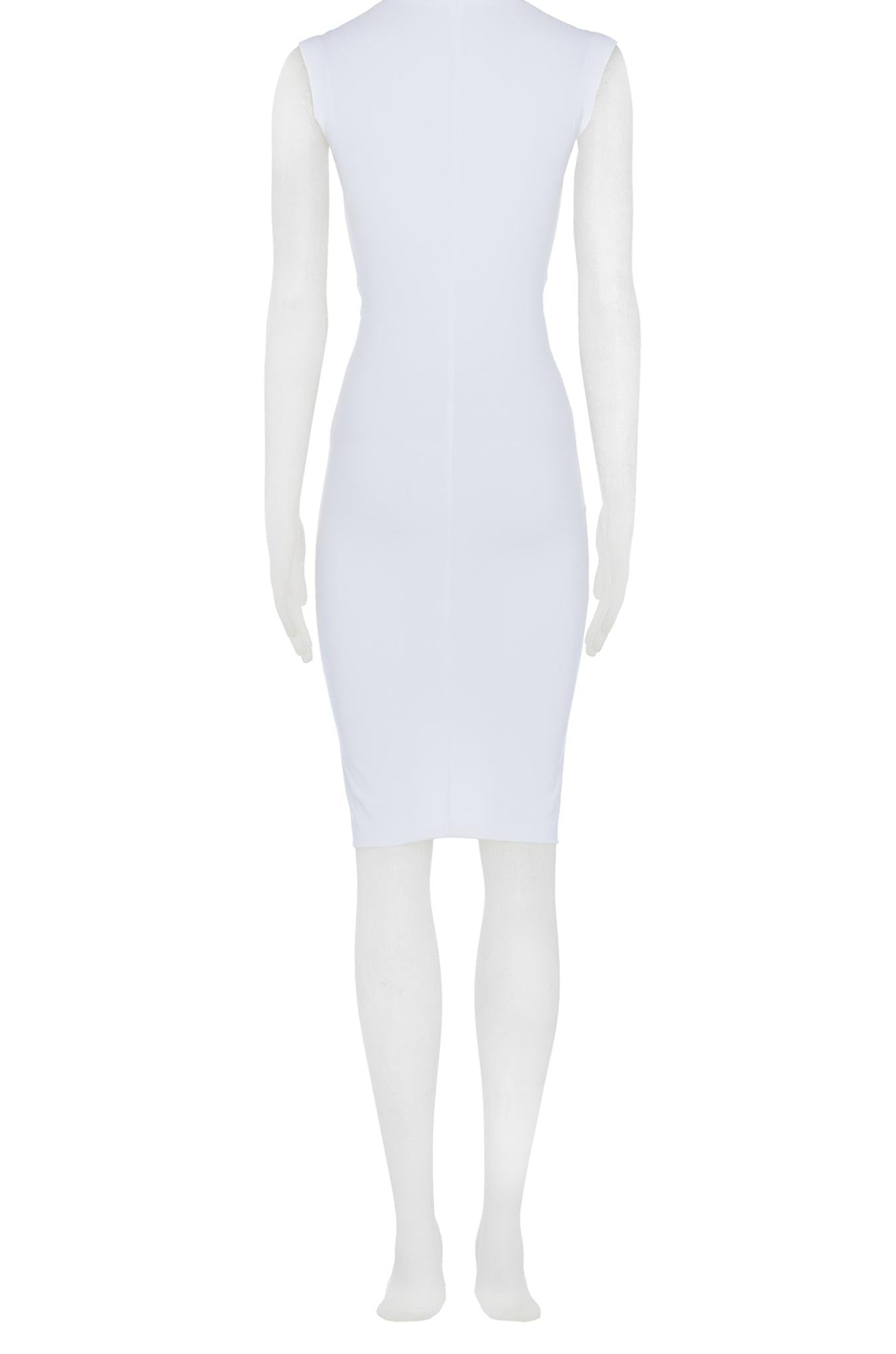 SLEEVELESS DEEP V SHIRRED FRONT DRESS