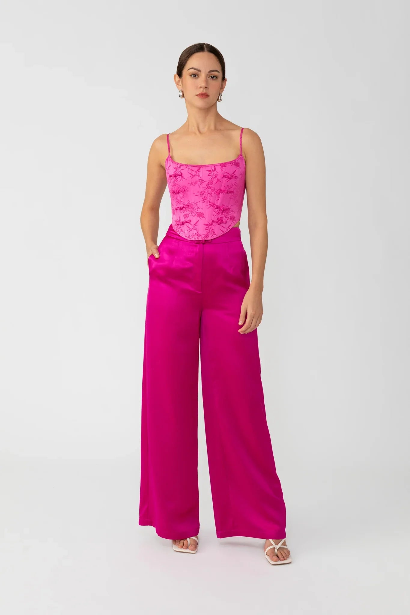 Nadia Corset Top - Magenta Pink
