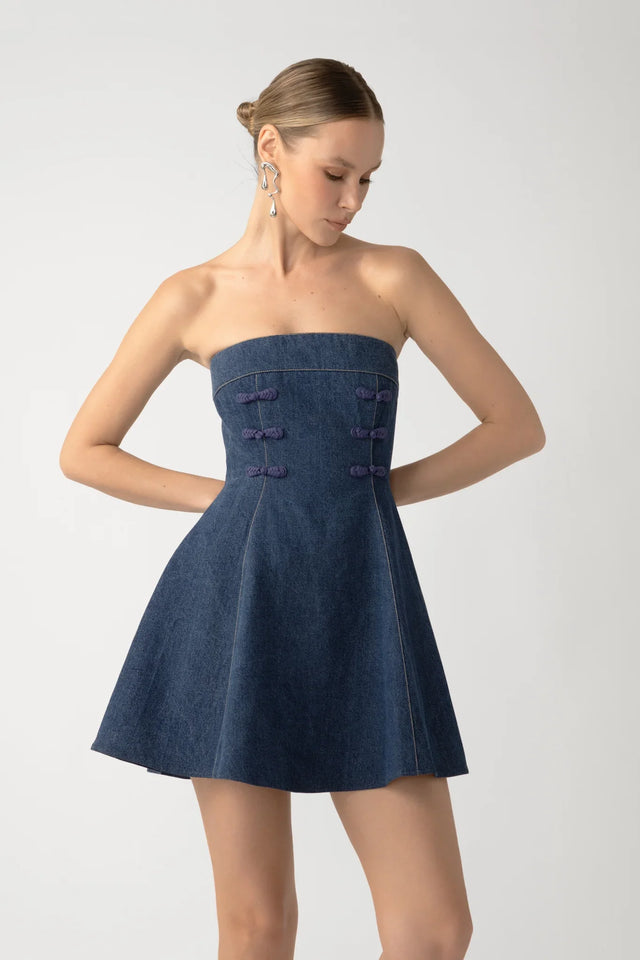 Tai Denim Mini Dress - Dark Denim