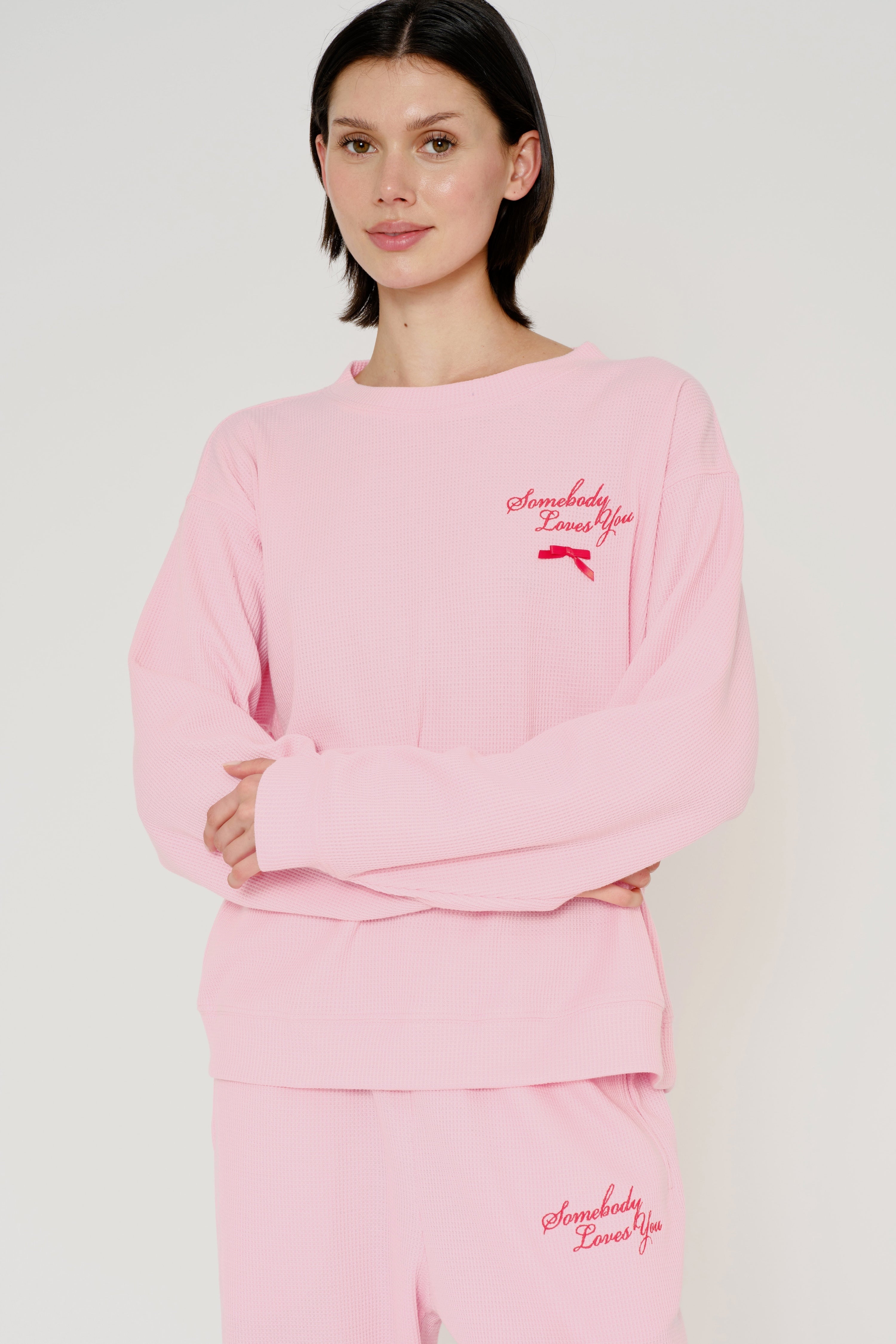 Somebody Loves You Waffle Crewneck