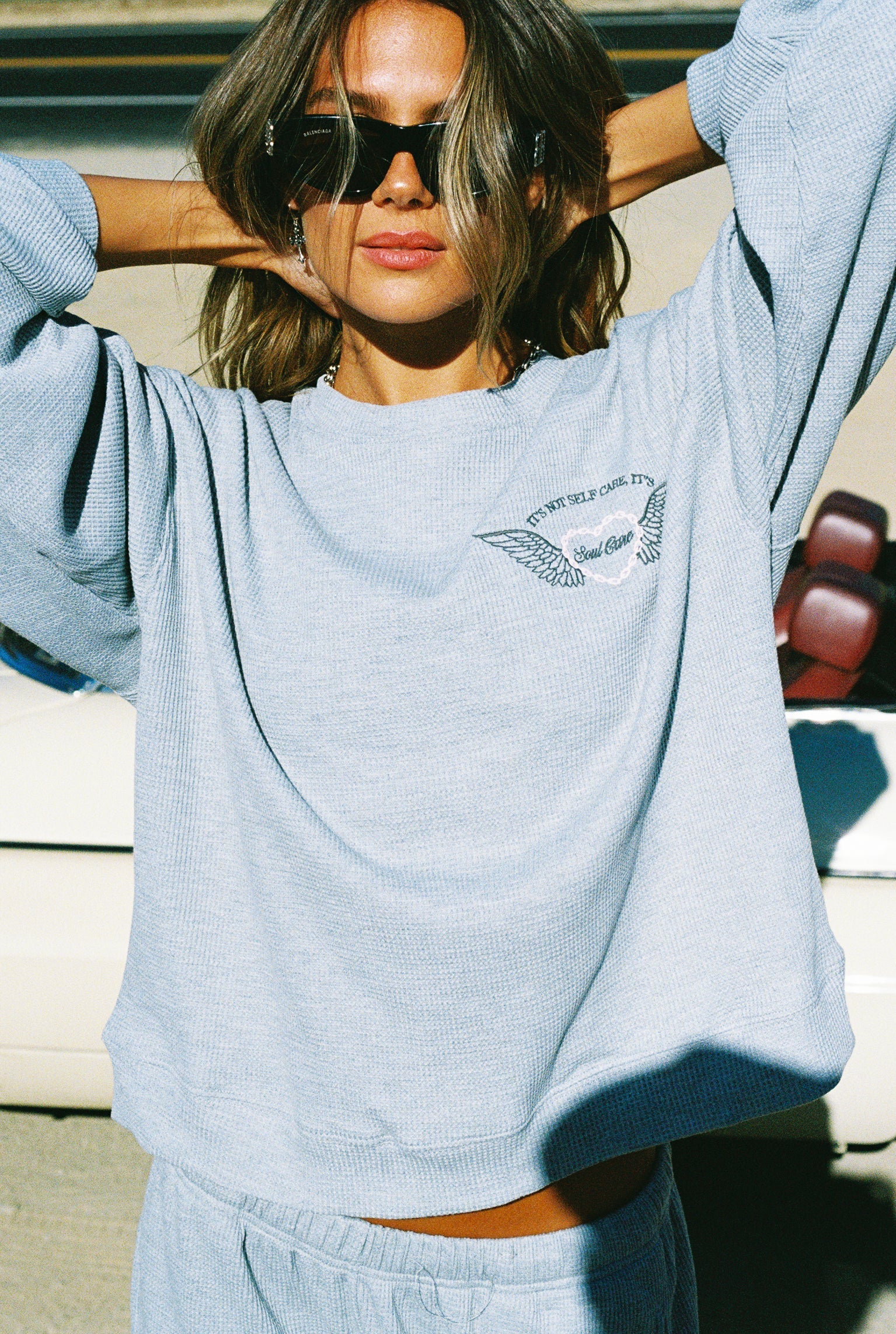 Soul Grey Relaxed Waffle Crewneck