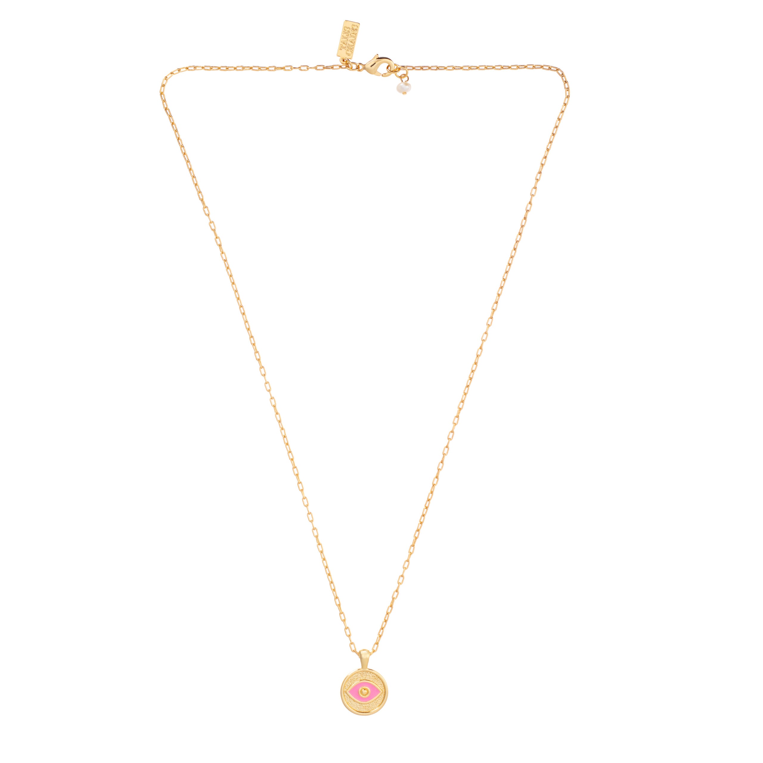 Evil Eye Pendant Necklace- Pink