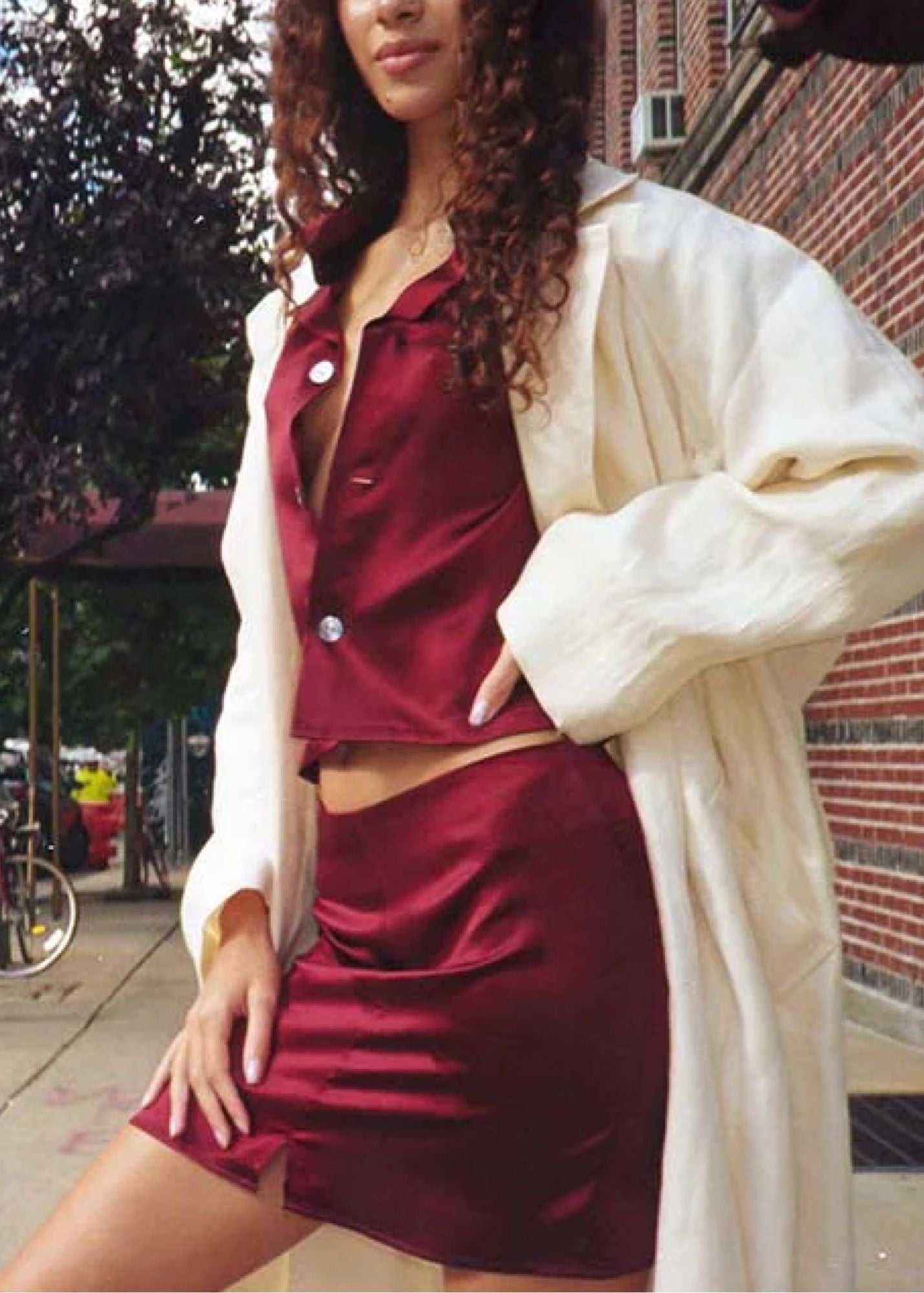 QUINCE SKIRT BURGUNDY + DEADSTOCK