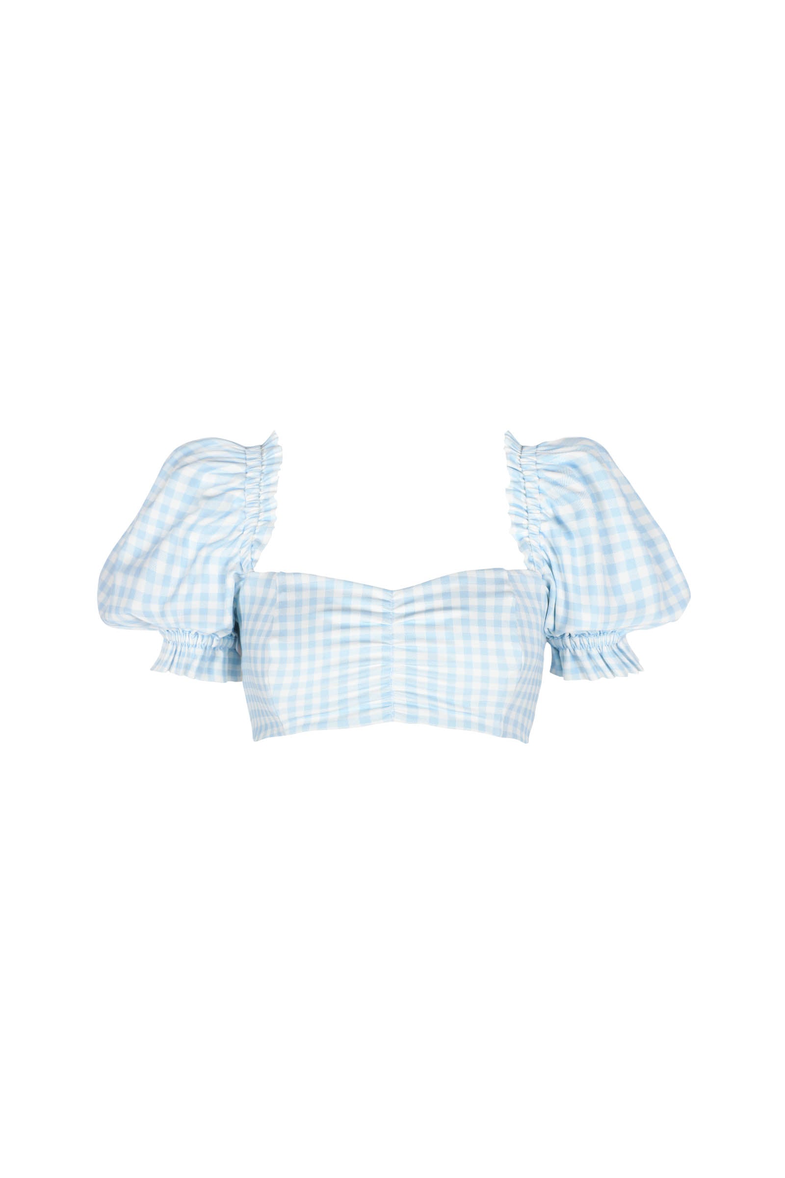 The Blue Gingham Babydoll Bikini Top
