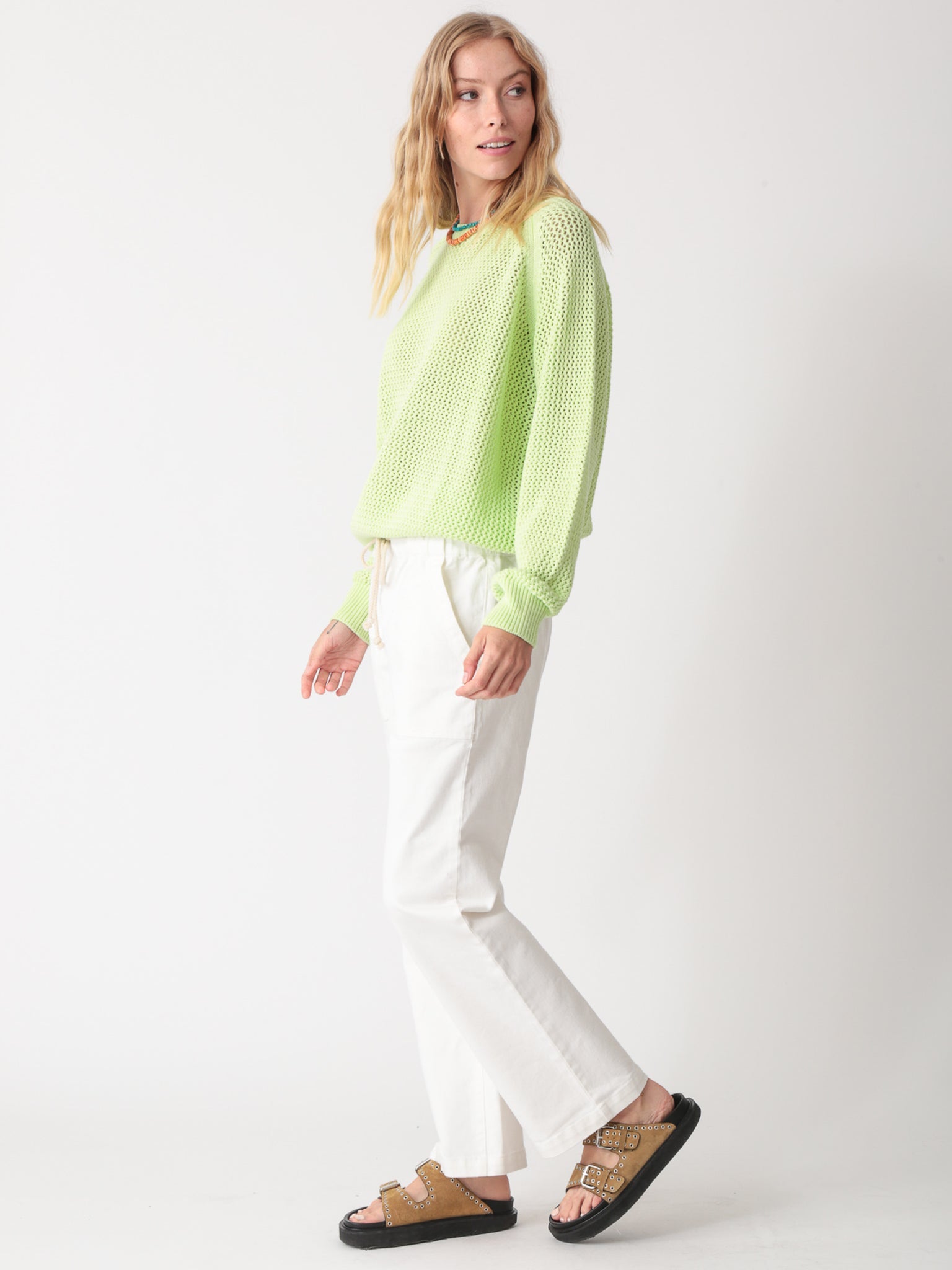 Chloe Cotton Sweater - Lime