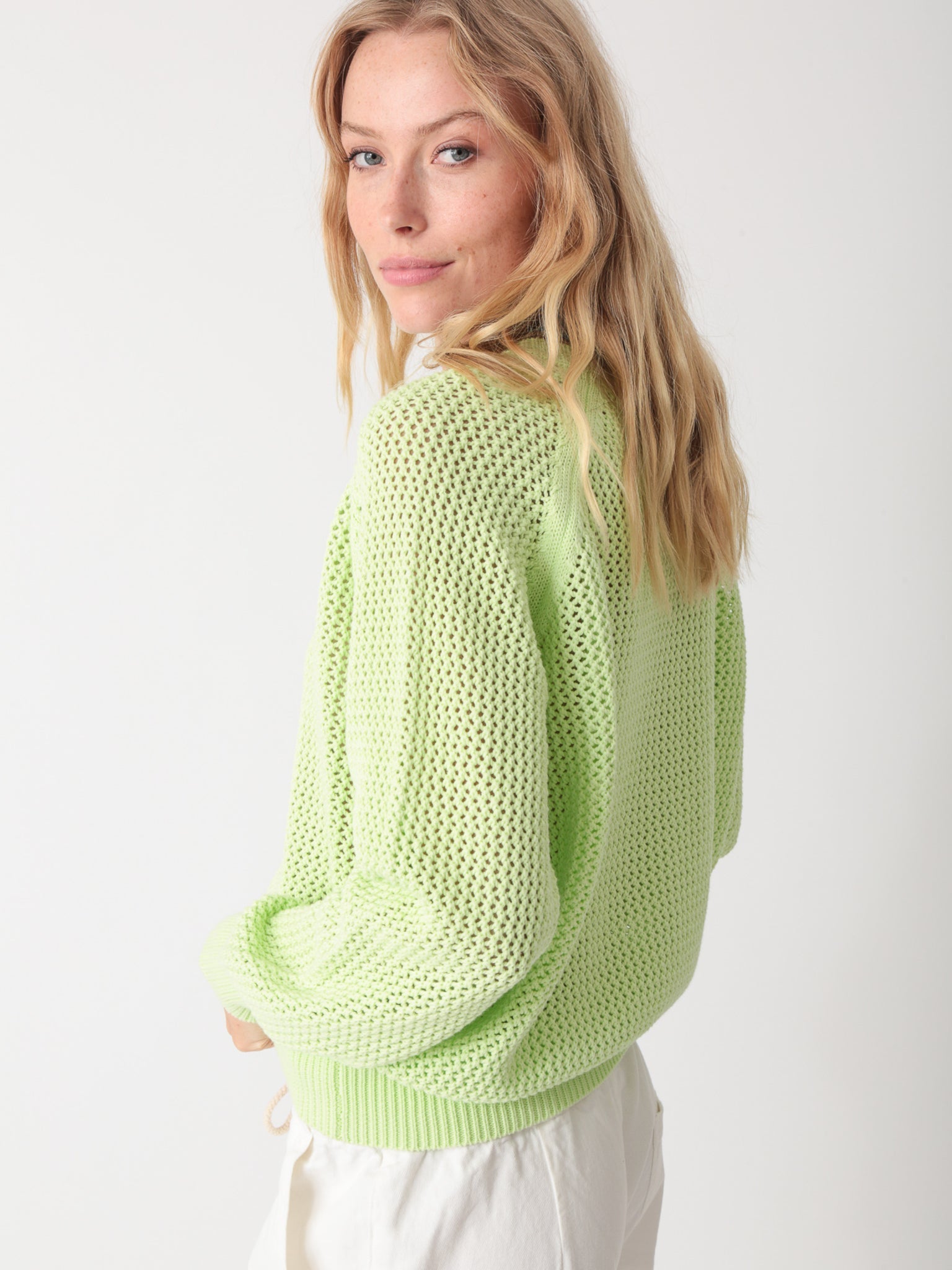 Chloe Cotton Sweater - Lime
