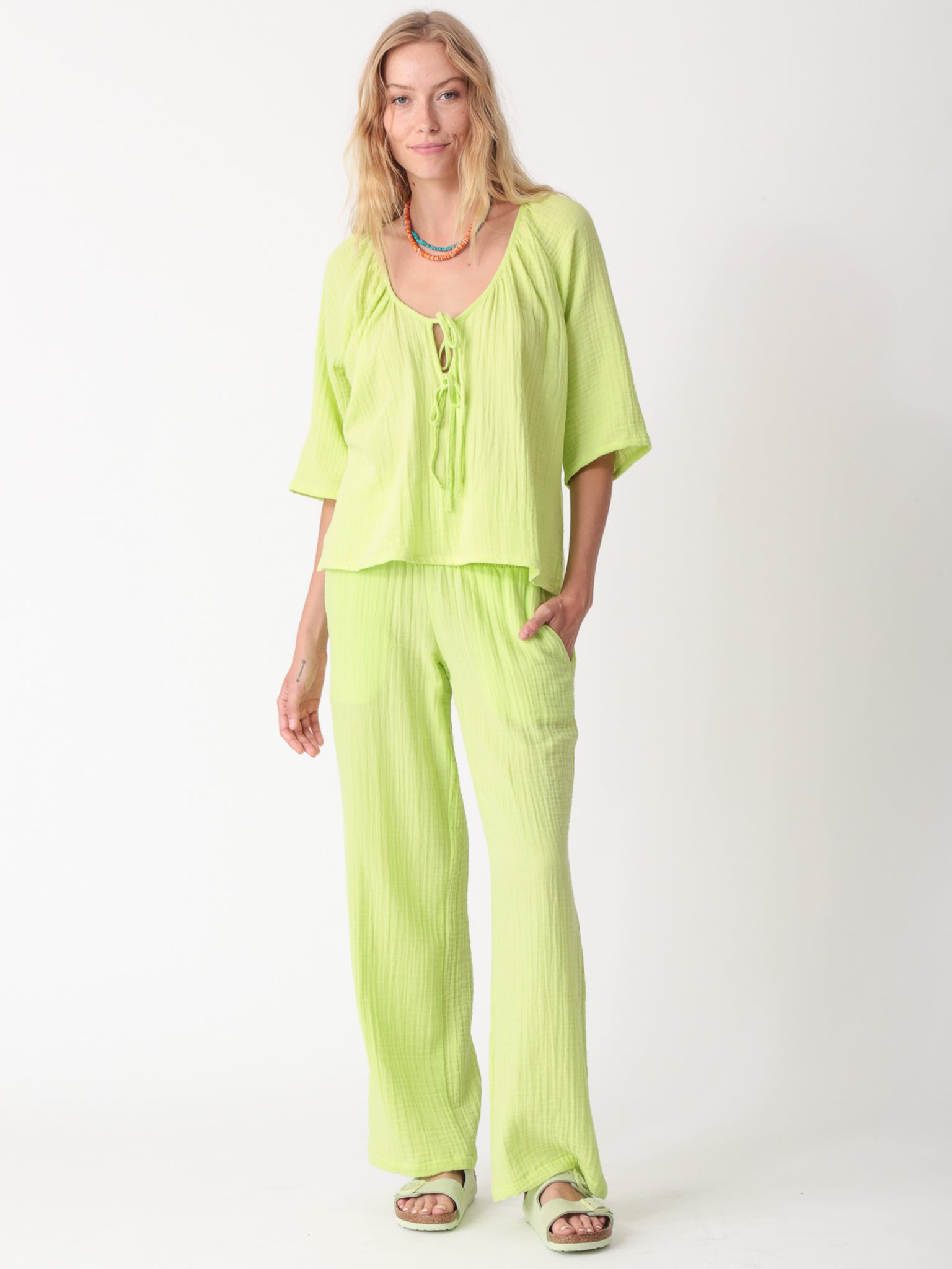 Mindy Gauze Top - Lime