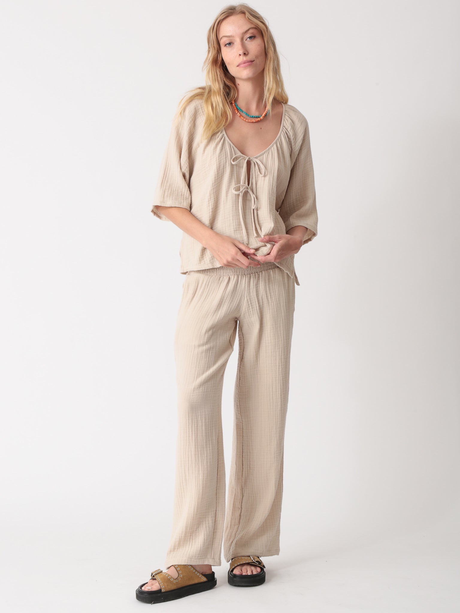 Mindy Gauze Top - Stone