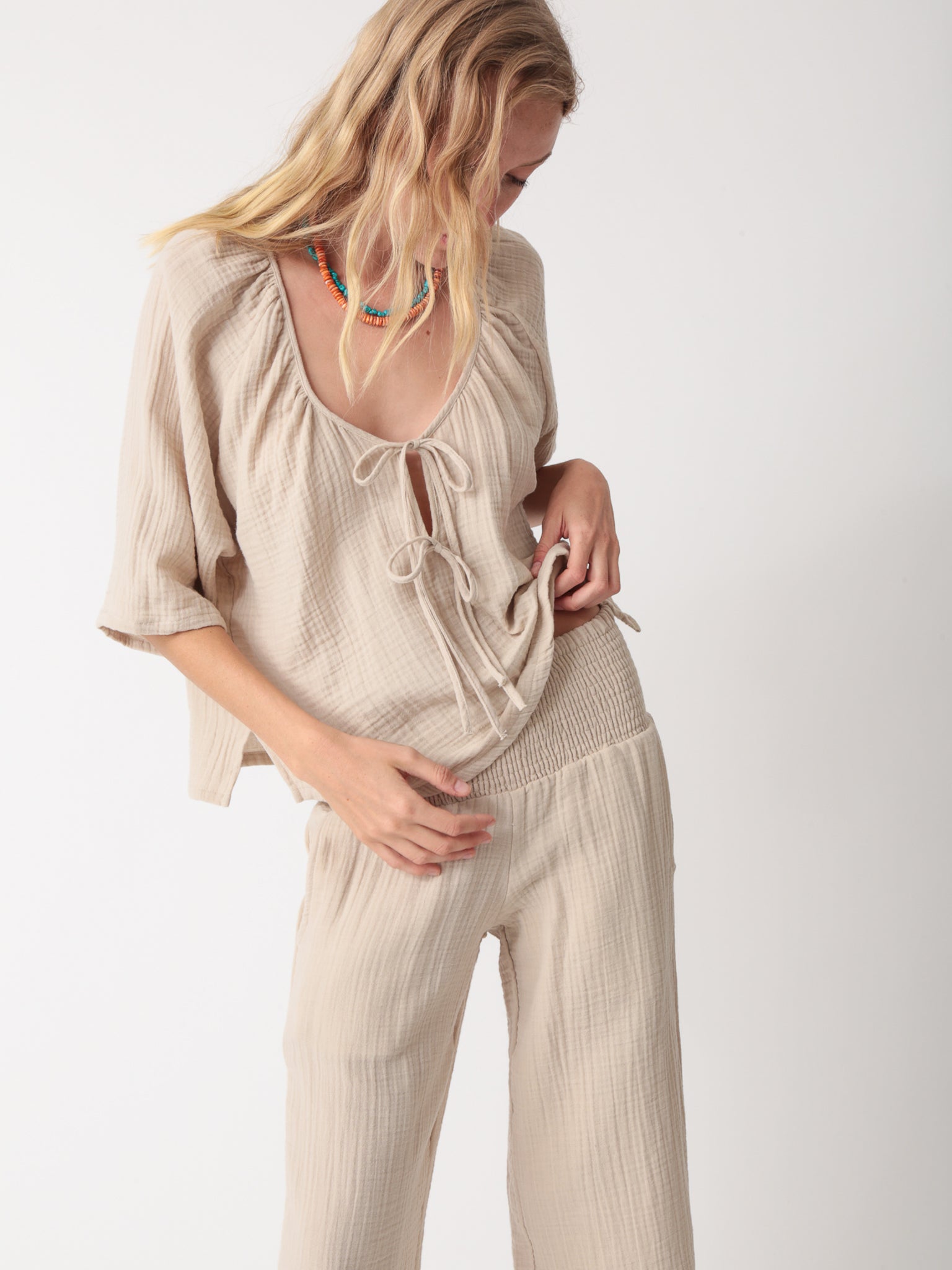 Mindy Gauze Top - Stone