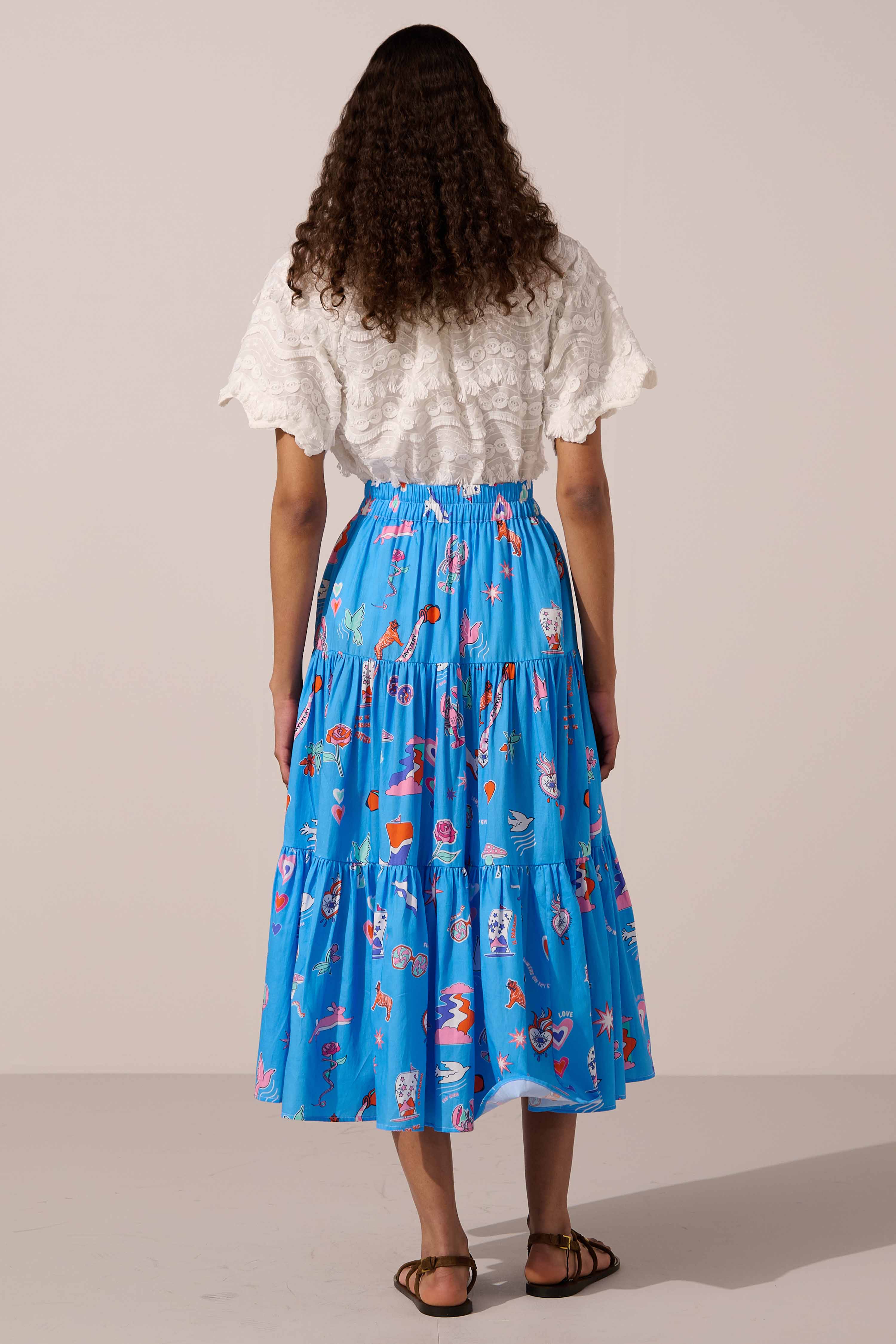 Image of product named white rabbit ruffle midi skirt by Paolita London