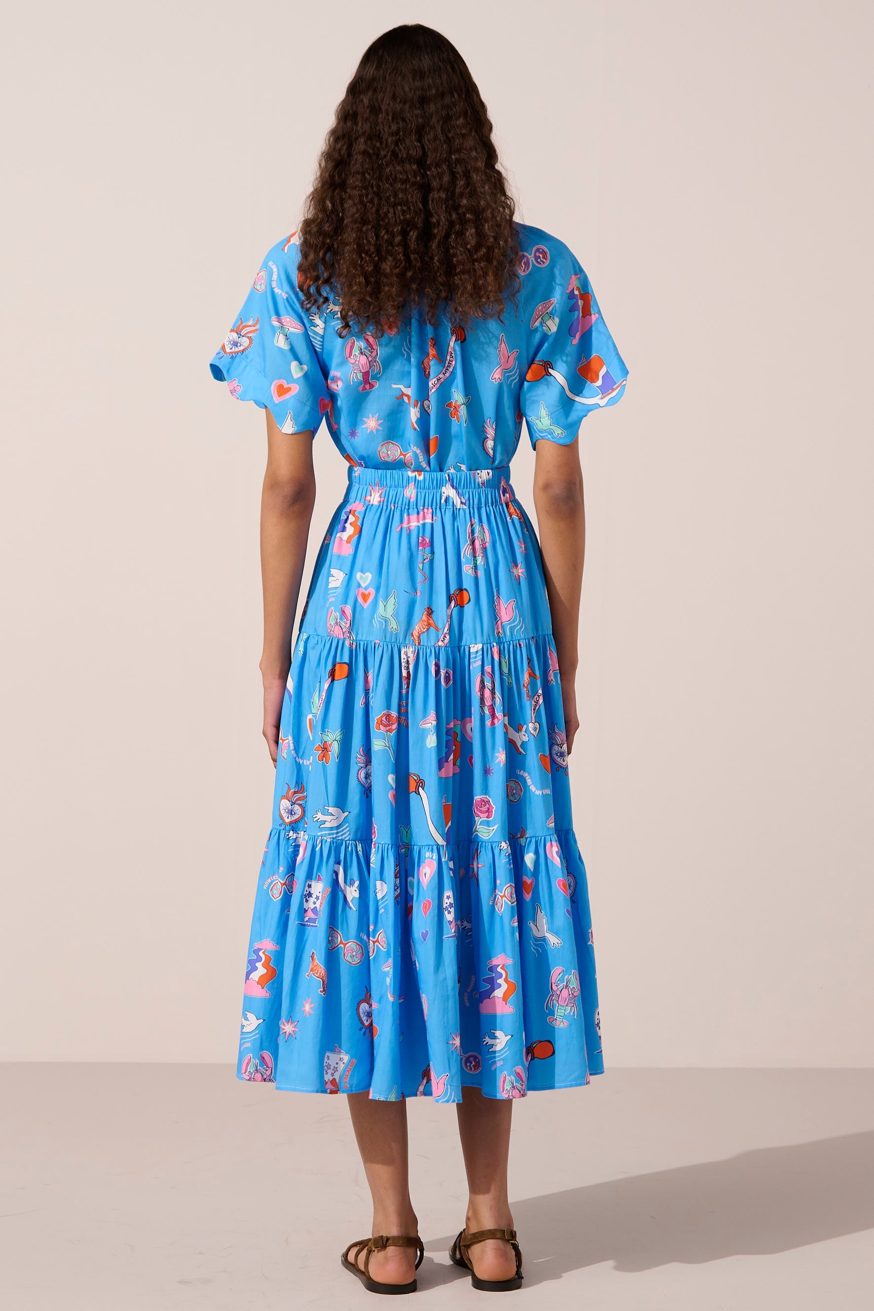 Image of product named white rabbit ruffle midi skirt by Paolita London