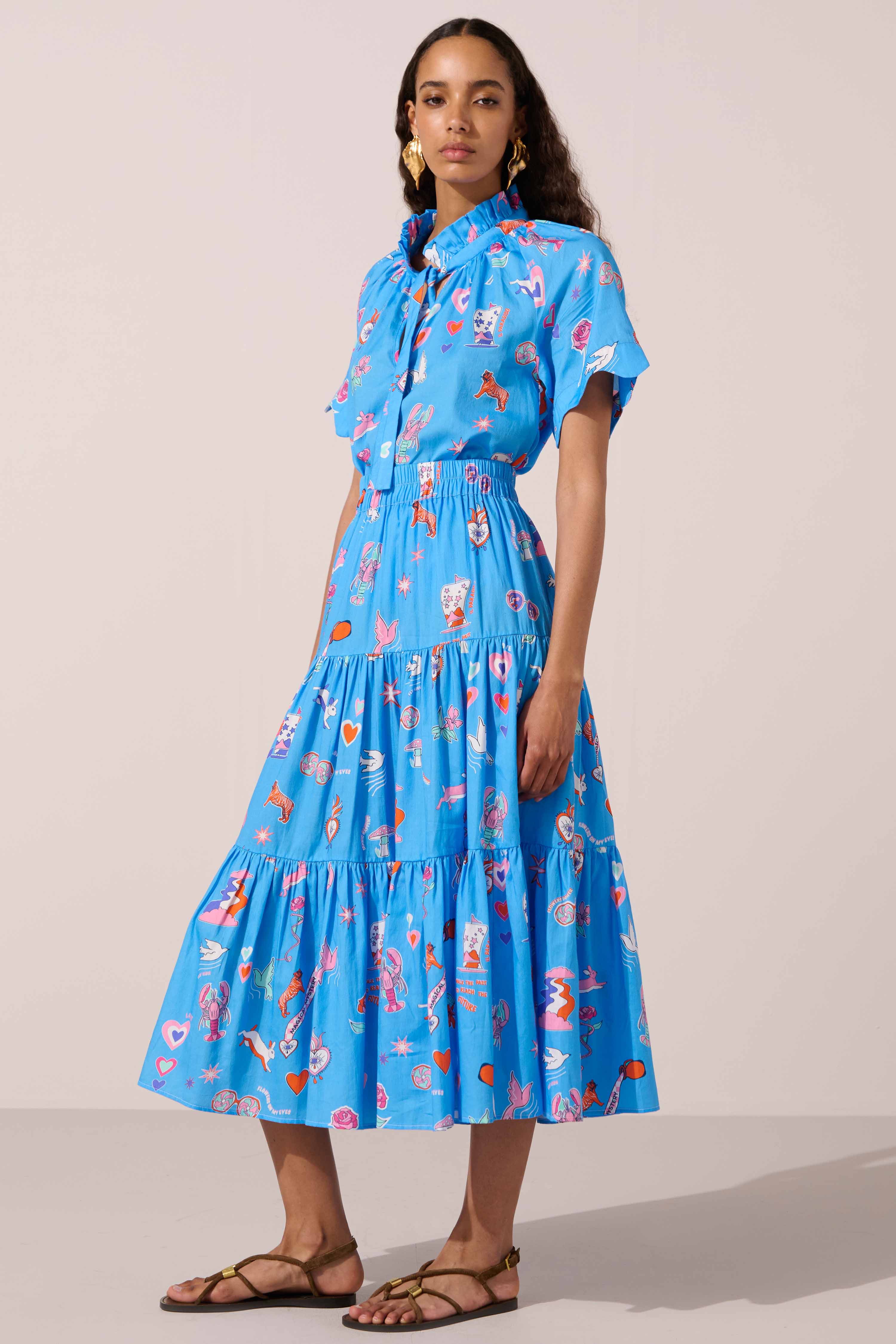 Image of product named white rabbit ruffle midi skirt by Paolita London