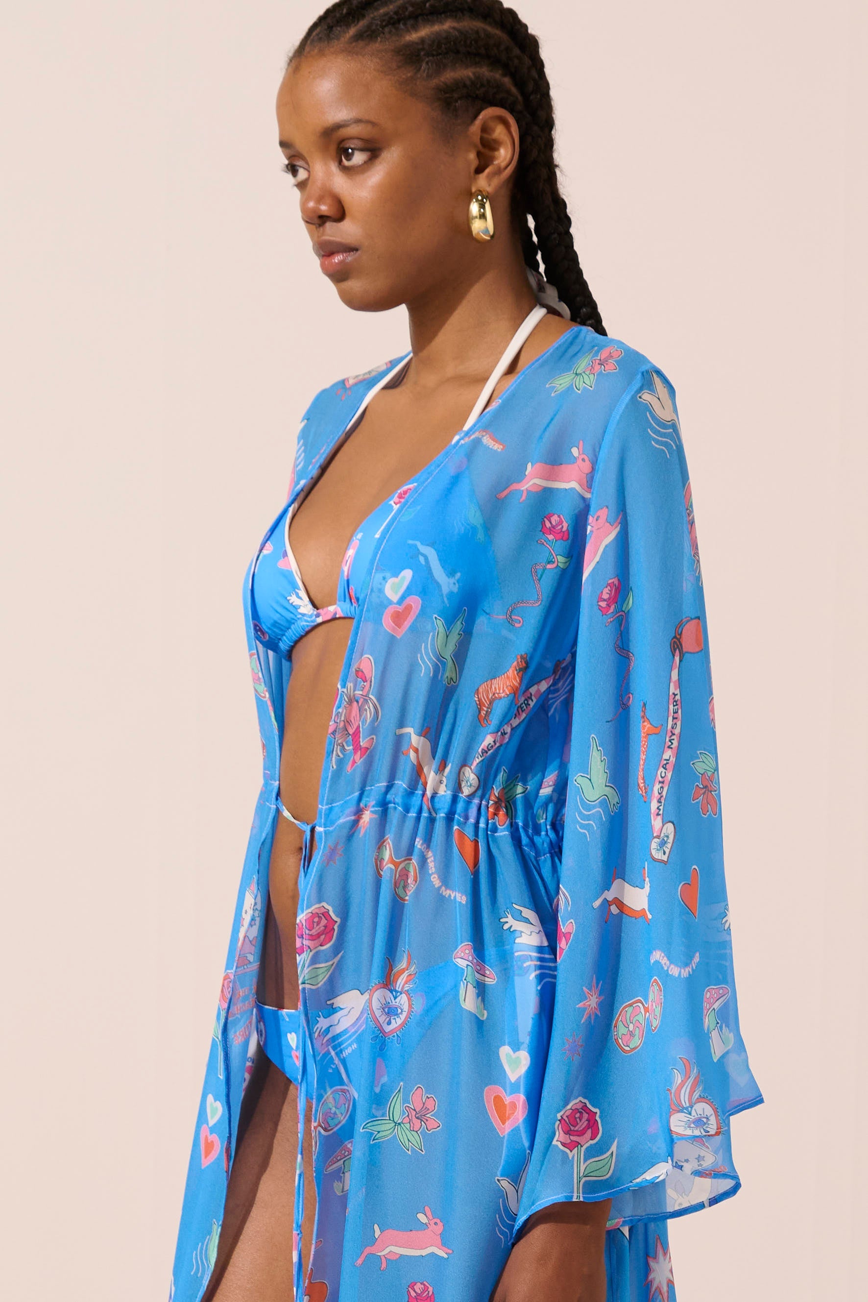 Image of product named white rabbit silk marisa kimono by Paolita London