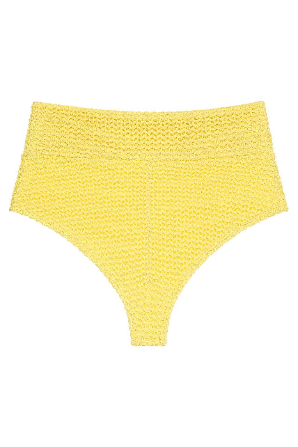 Yellow Crochet Added Coverage High Rise Bikini Bottom