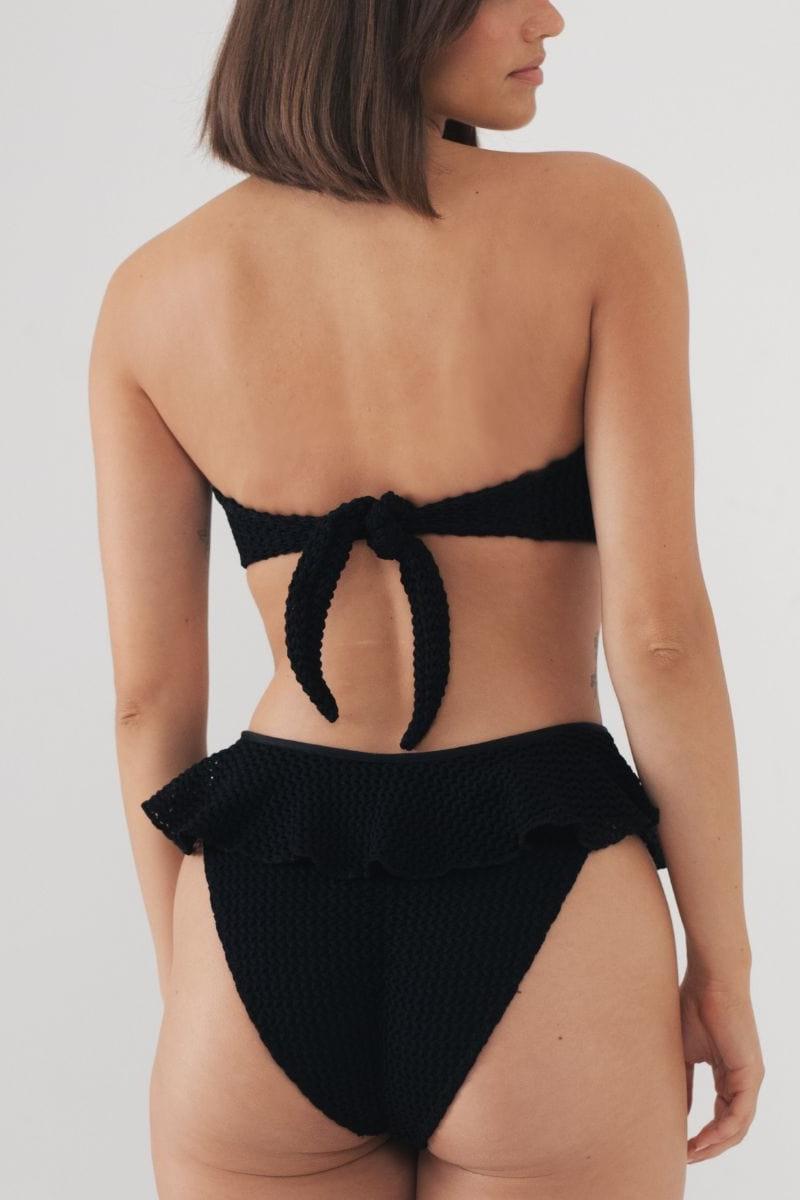 Black Crochet Tamarindo Ruffle Bikini Bottom