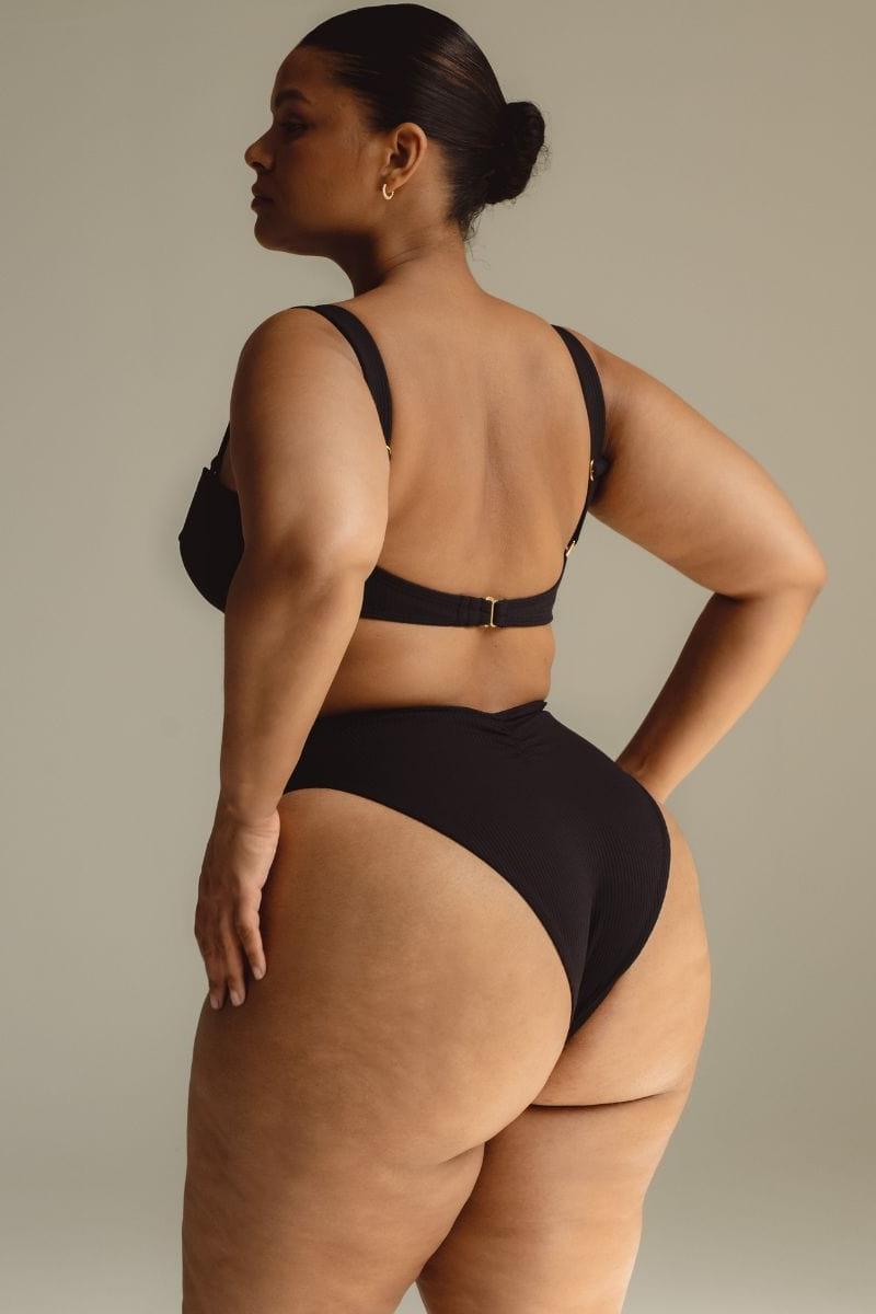 Black Rib Bustier Bikini Top