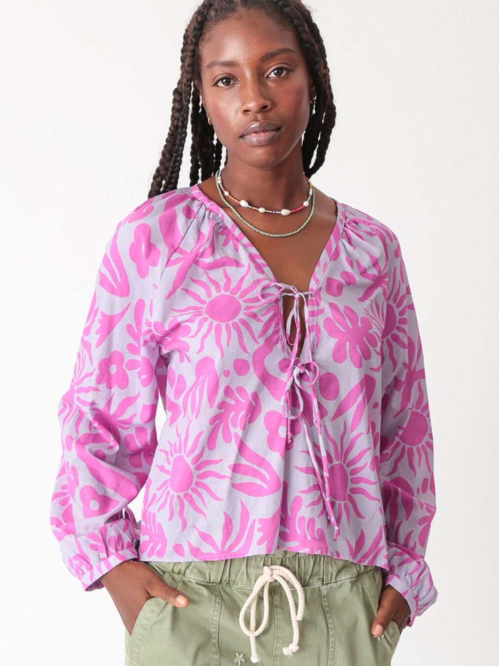 Meridian Tie Top - Sunny Bloom