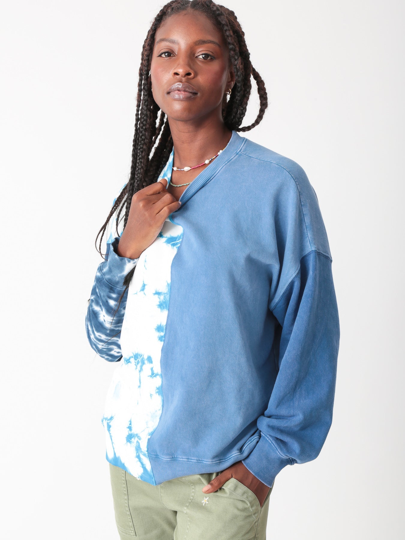 Bhodi Sweatshirt - Indigo Patchwork