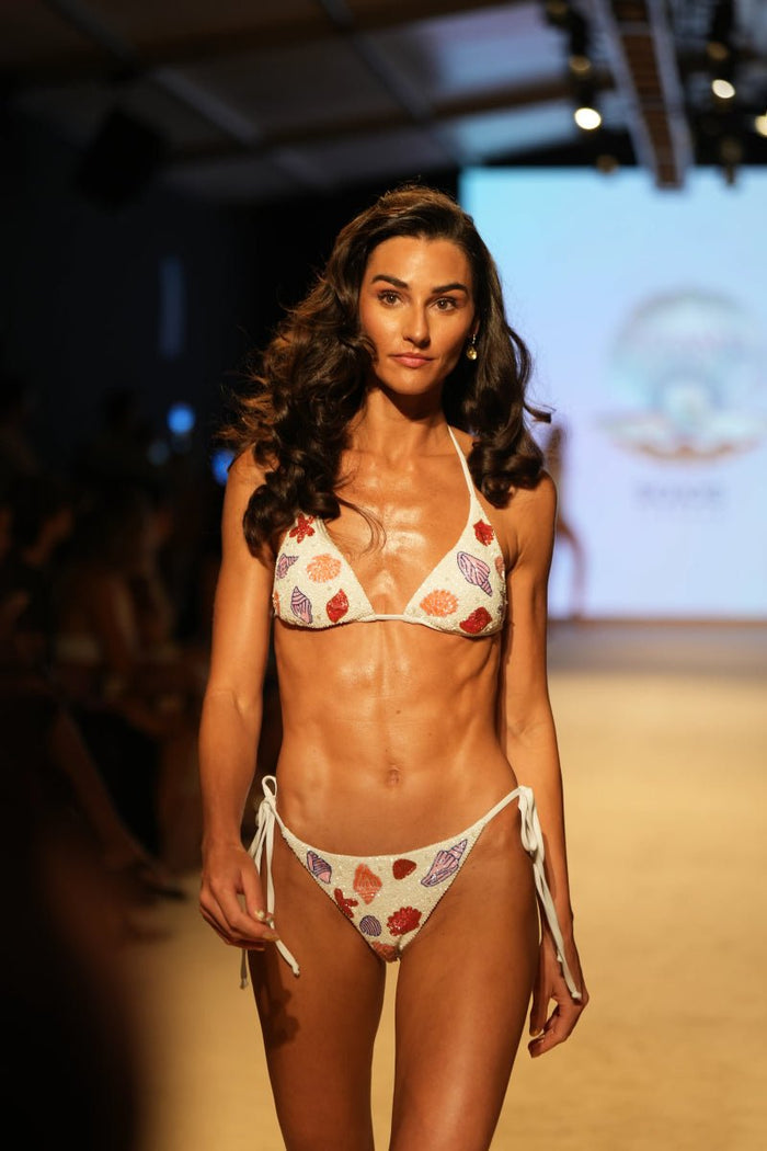 Shell Beaded Bikini Bottom White