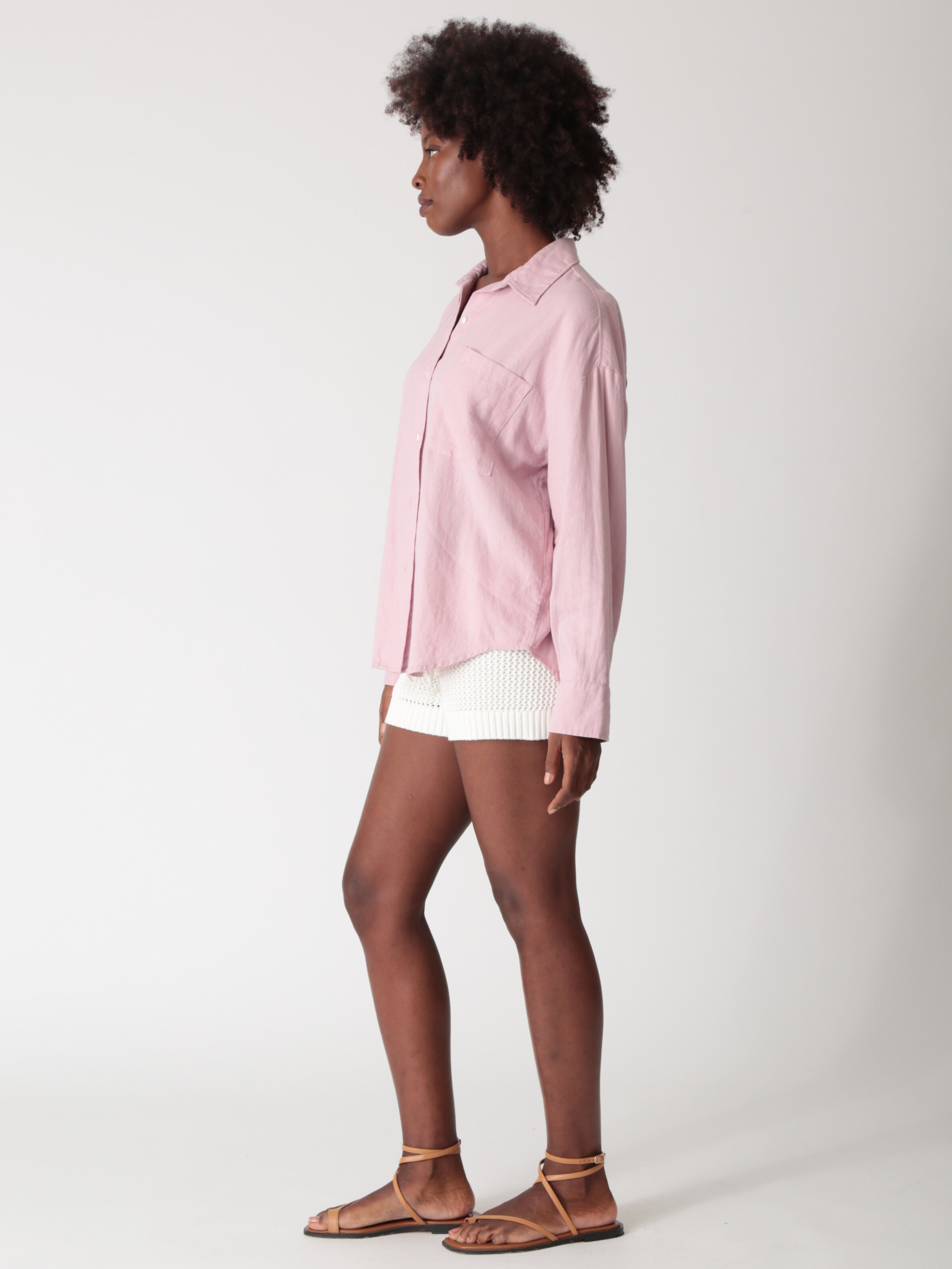 Boyfriend Linen Shirt - Dusty Rose