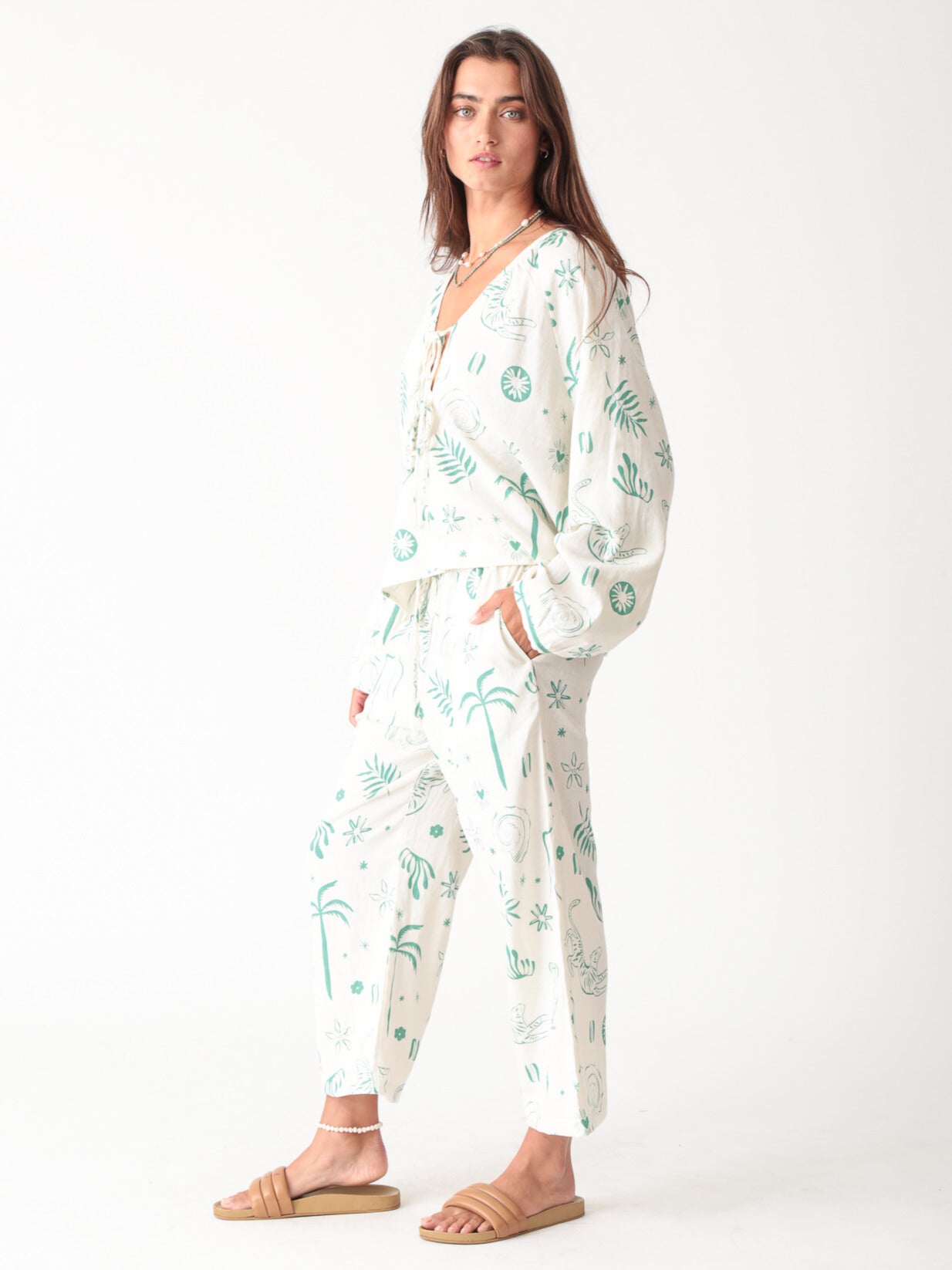 Meridian Linen Tie Top - Dream Graphic